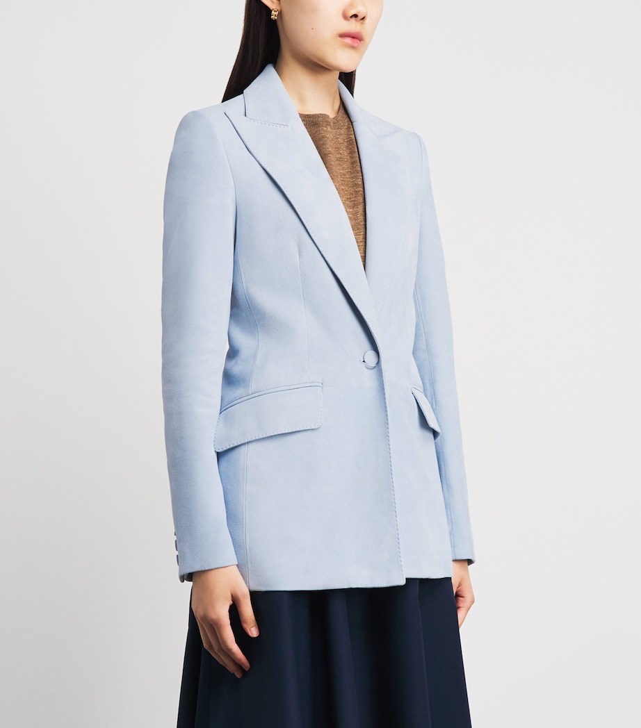 Gabriela Hearst Womens Suede Leiva Blazer Lgb Light Blue Image 4