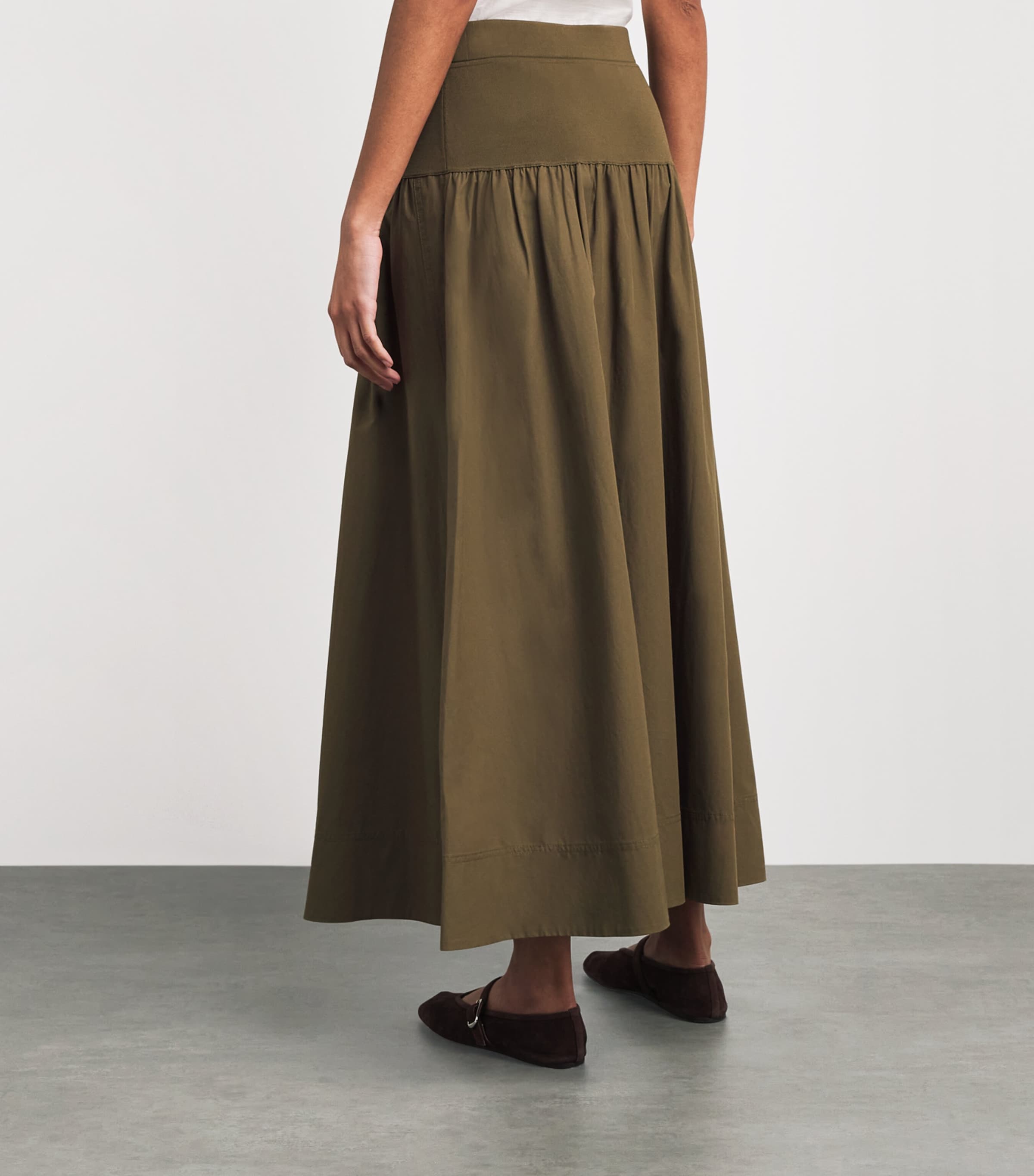 ME+EM Womens Mixed Media Maxi Skirt Olive Green Image 5