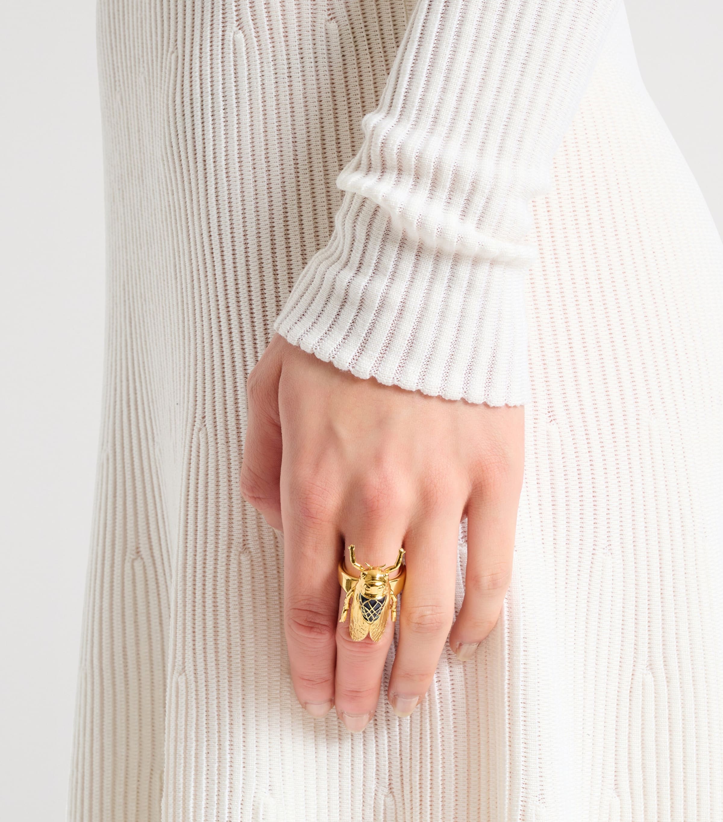 Balmain Gold-Tone Enamelled Insect Ring Bleu/oro Image 2