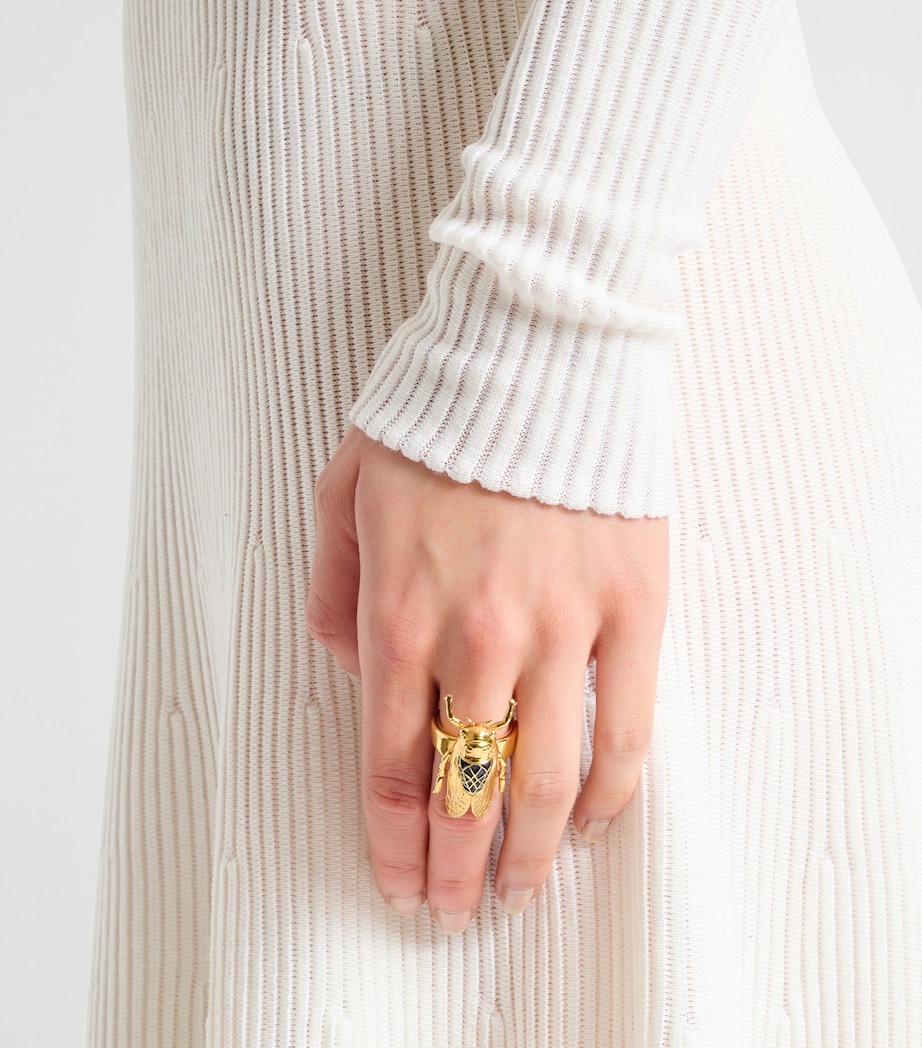 Balmain Gold-Tone Enamelled Insect Ring Bleu/oro Image 2