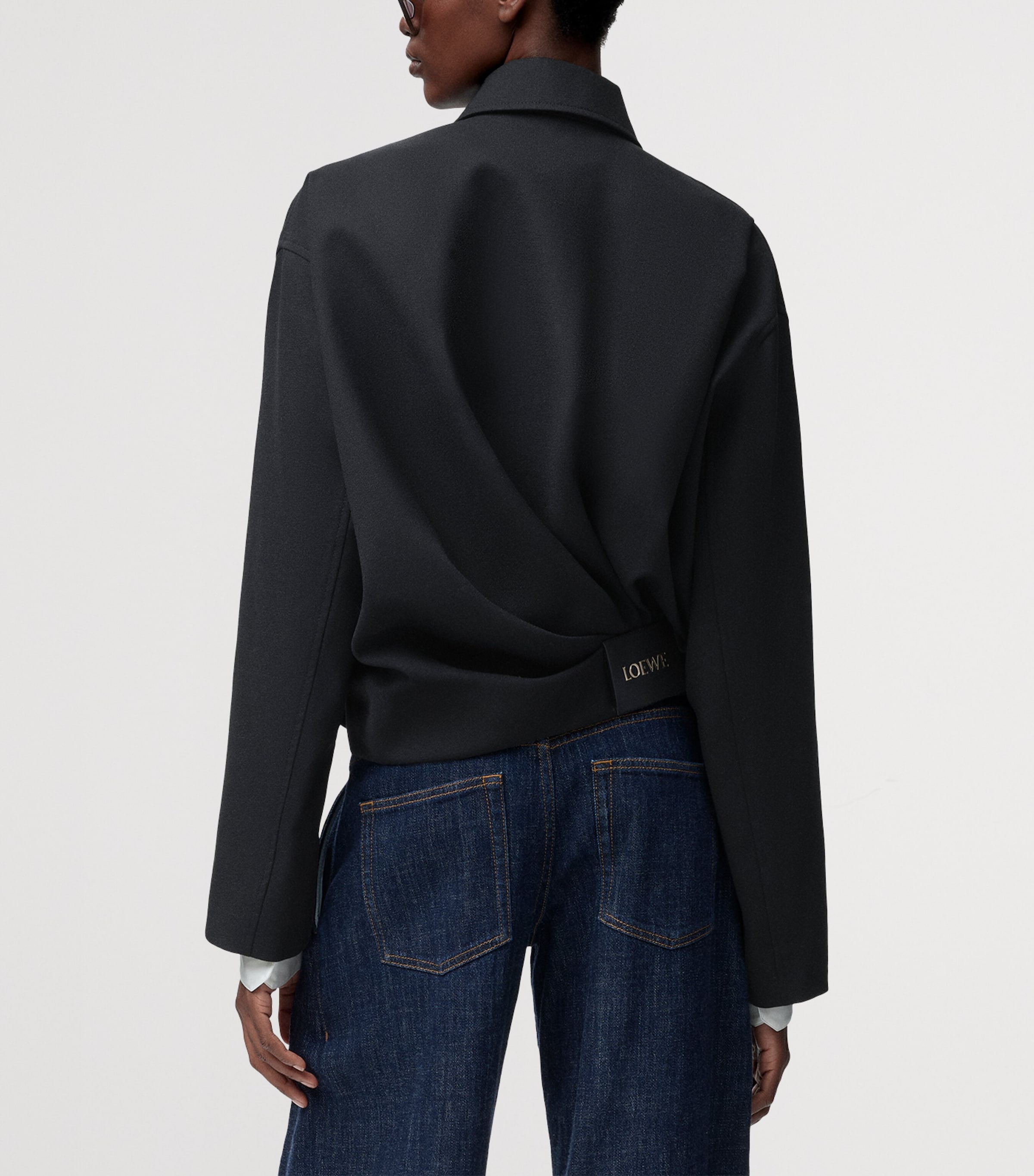 Wool Draped Bomber Jacket BLACK Image 4