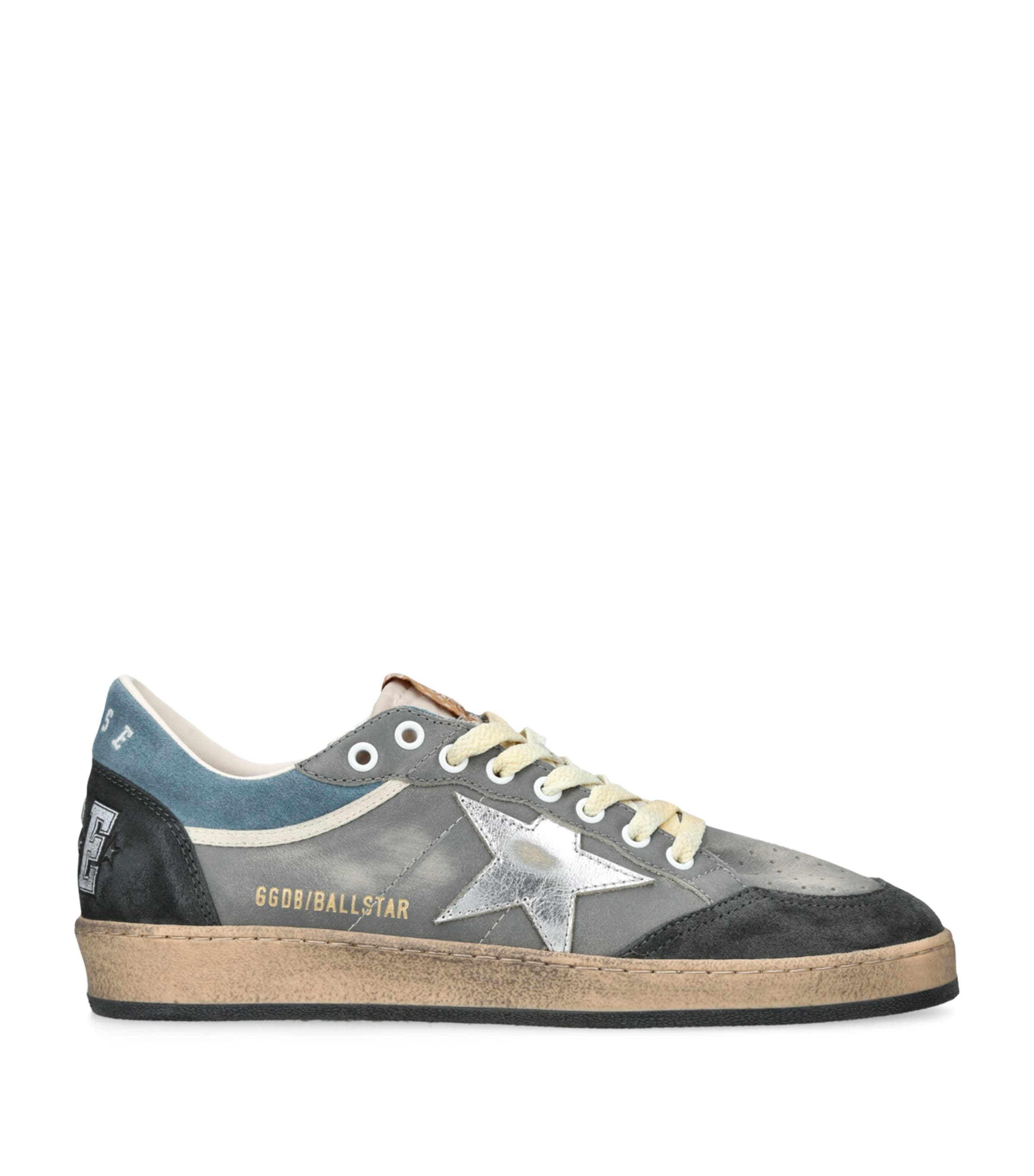 Golden Goose Ballstar Double Upper Without Heel Leather And Suede Upper Suede Toe And Spur Laminated In Grey