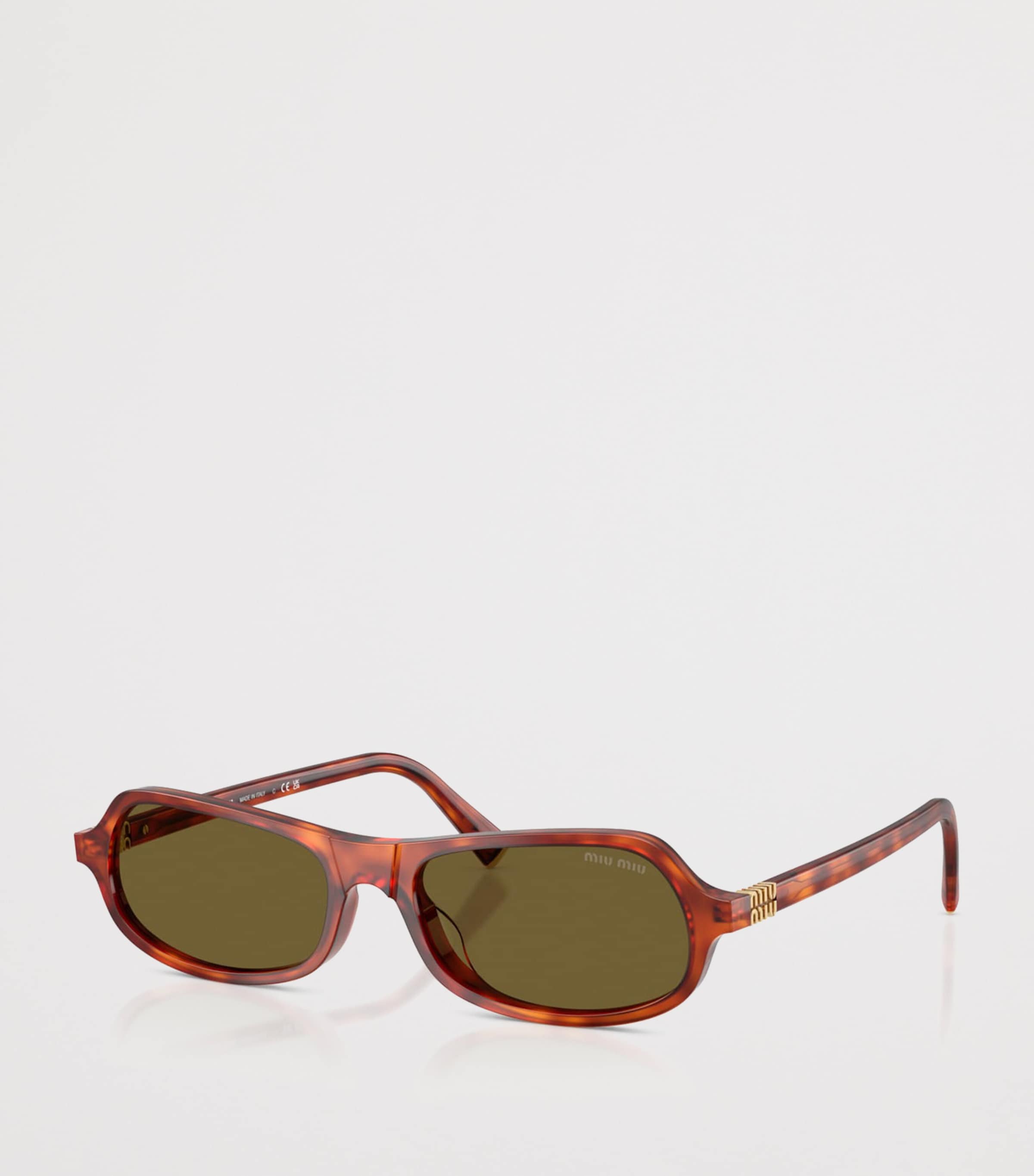 Miu Miu Irregular Oval Sunglasses Brown Image 2