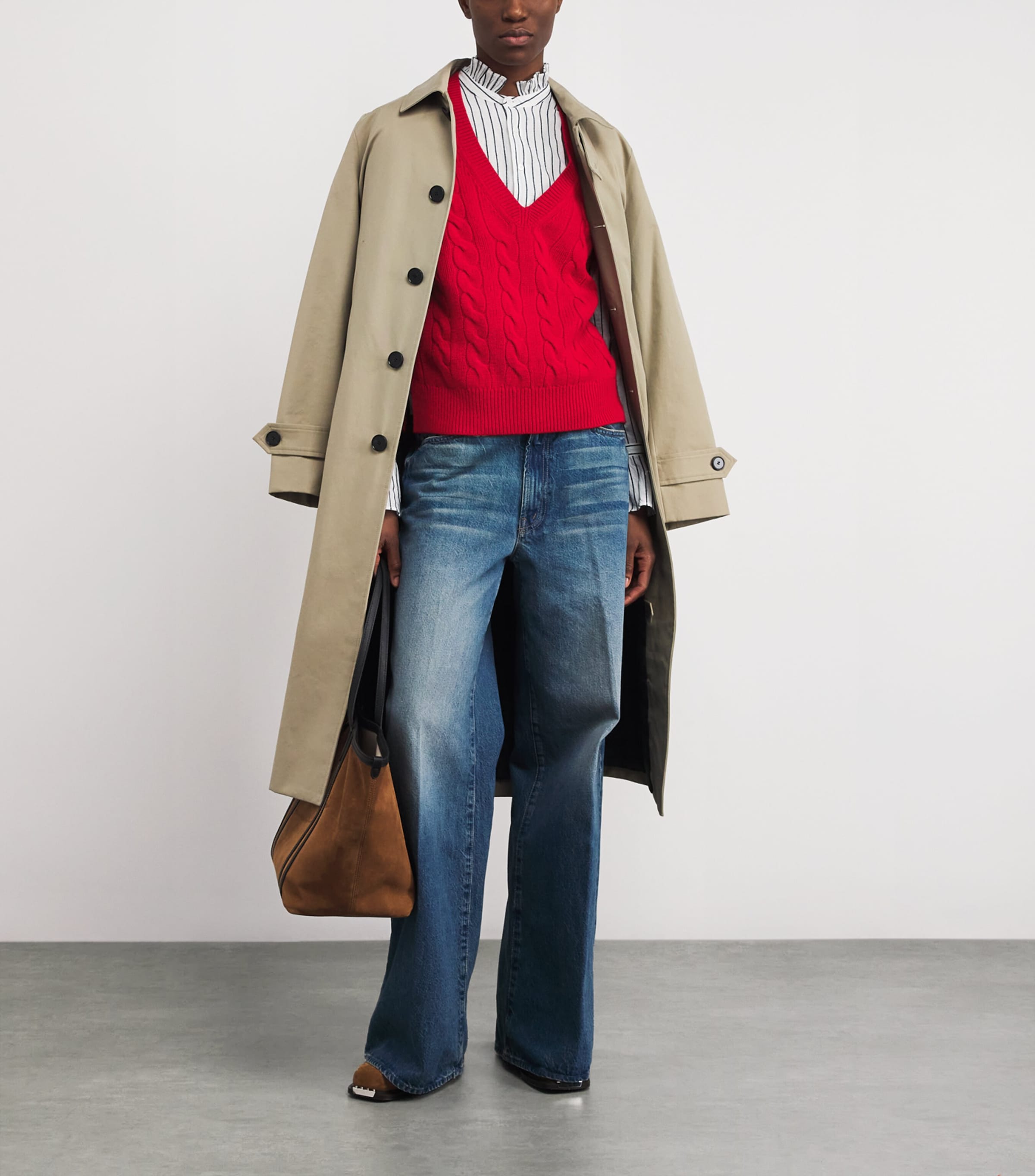 Wool-Cashmere Cable-Knit Sweater Vest RL2000 RED Image 2