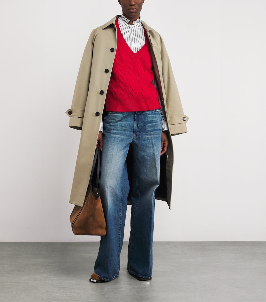 Wool-Cashmere Cable-Knit Sweater Vest RL2000 RED Image 2