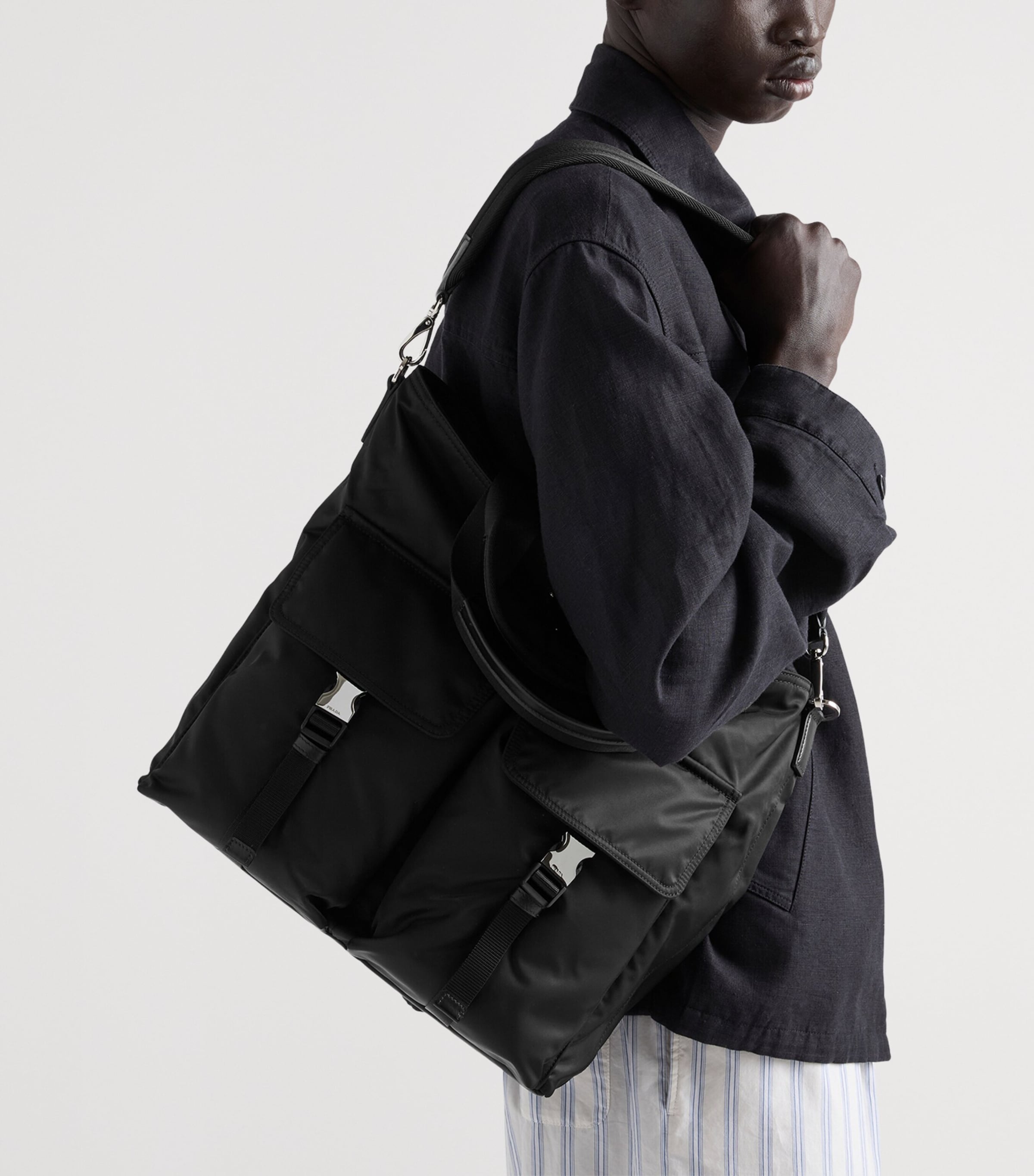 Prada Re-Nylon Explore Tote Bag Black Image 8
