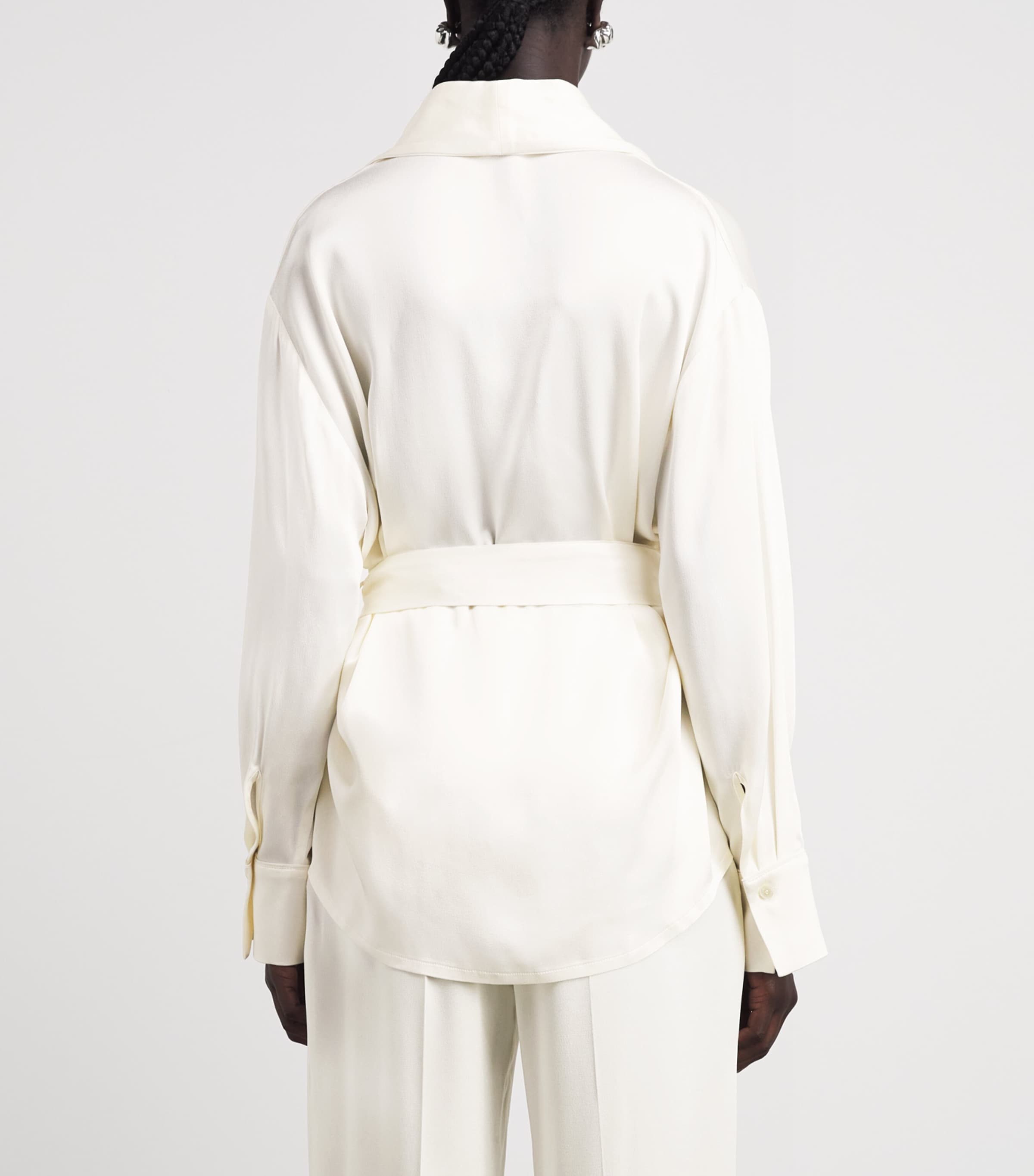 Victoria Beckham Womens Satin Crepe Alba Blouse Ivory Image 5