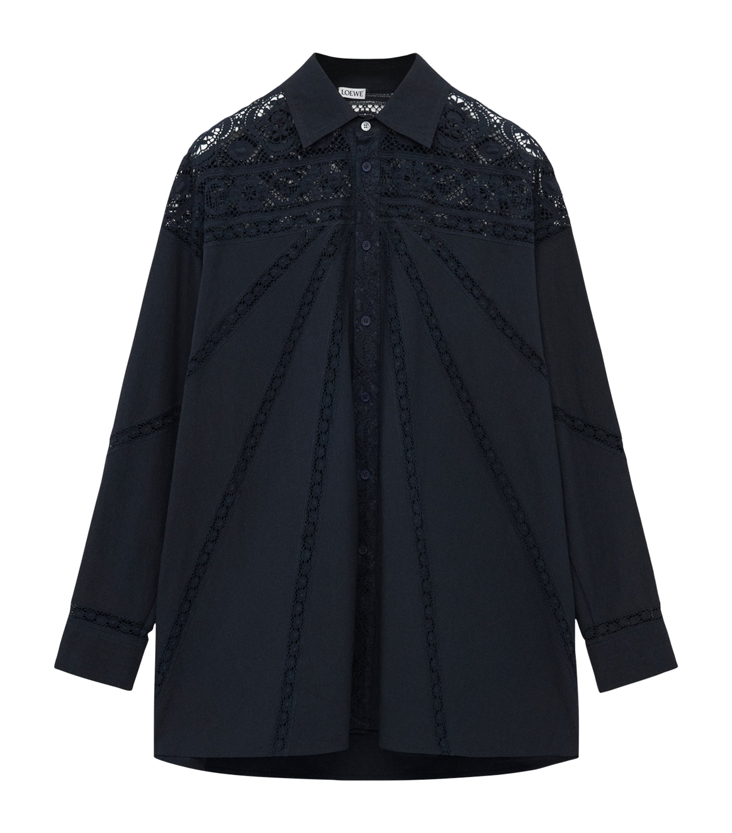 LOEWE X PAULA'S IBIZA COTTON-BLEND LACE PANELLED SHIRT
