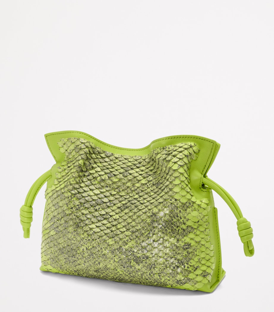 Mini Snakeskin Scales Flamenco Clutch GREEN BEAN Image 2