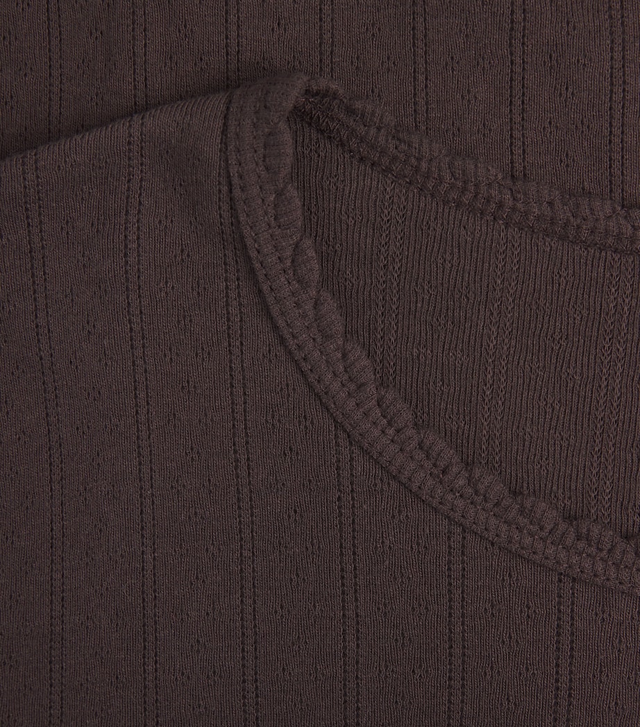 Cotton Pointelle T-Shirt CHOCO Image 5