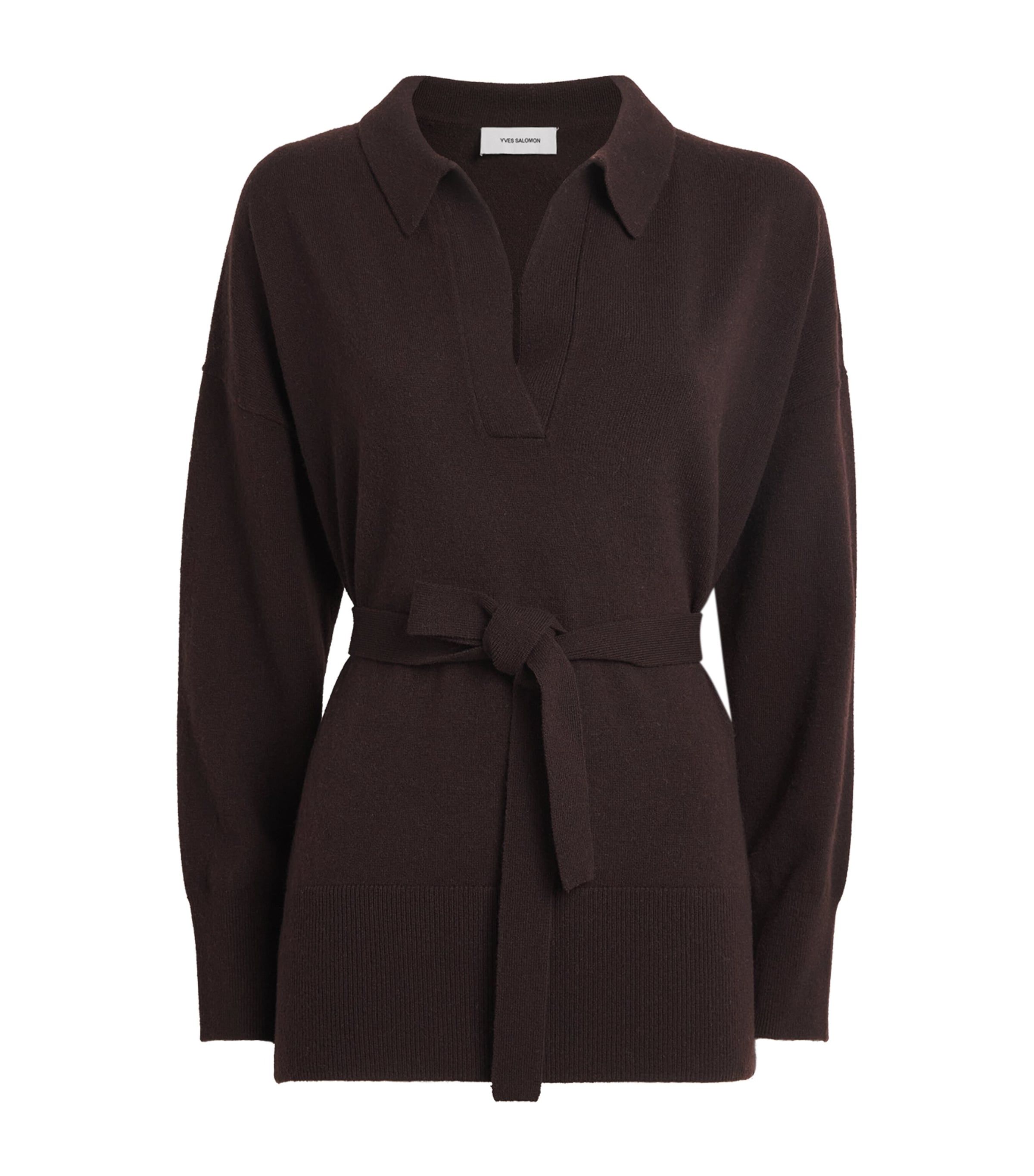 Yves Salomon Womens Merino Wool Belted Sweater Image 1