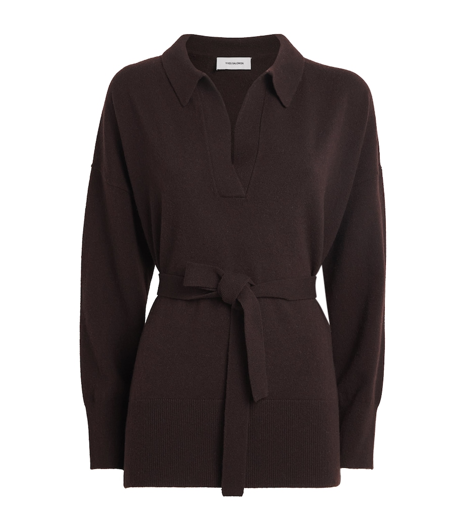 Yves Salomon Womens Merino Wool Belted Sweater Image 1
