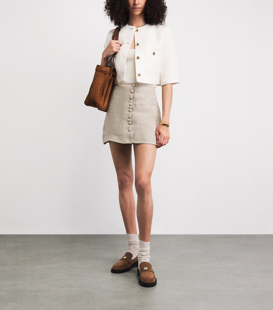 Maje Womens Linen-Cotton Cropped Jacket White Image 2