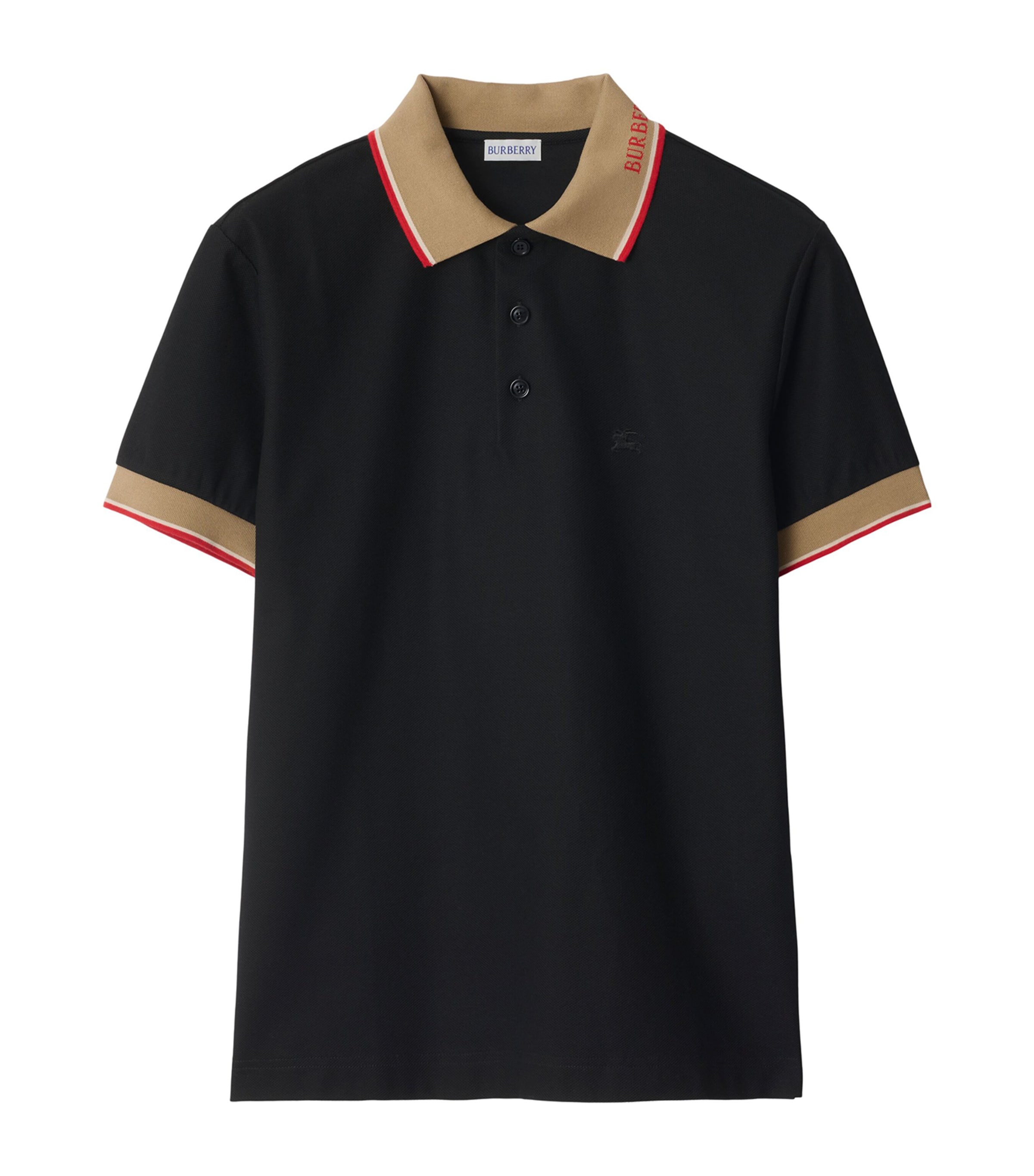Burberry Black Cotton Logo-Collar Polo Shirt | Harrods UK