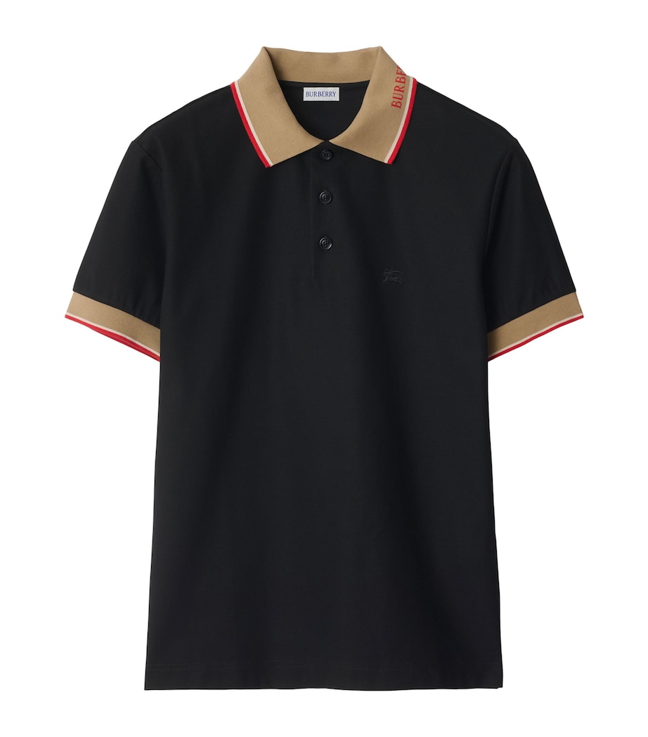 Cotton Logo-Collar Polo Shirt BLACK Image 1