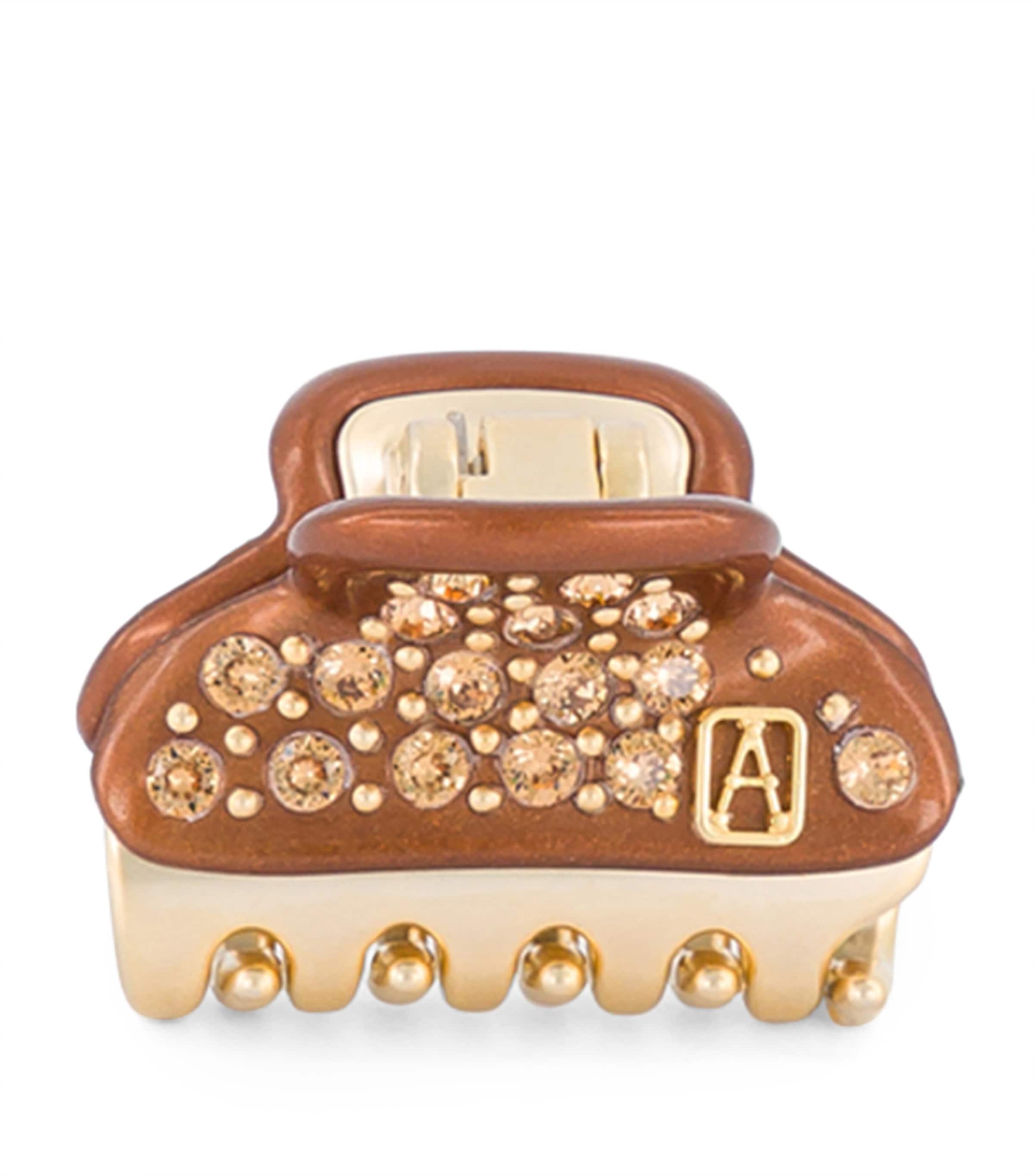 Gold-Plated Crystal-Embellished Claw Hair Clip X4- PAIL BRUN/OR Image 1