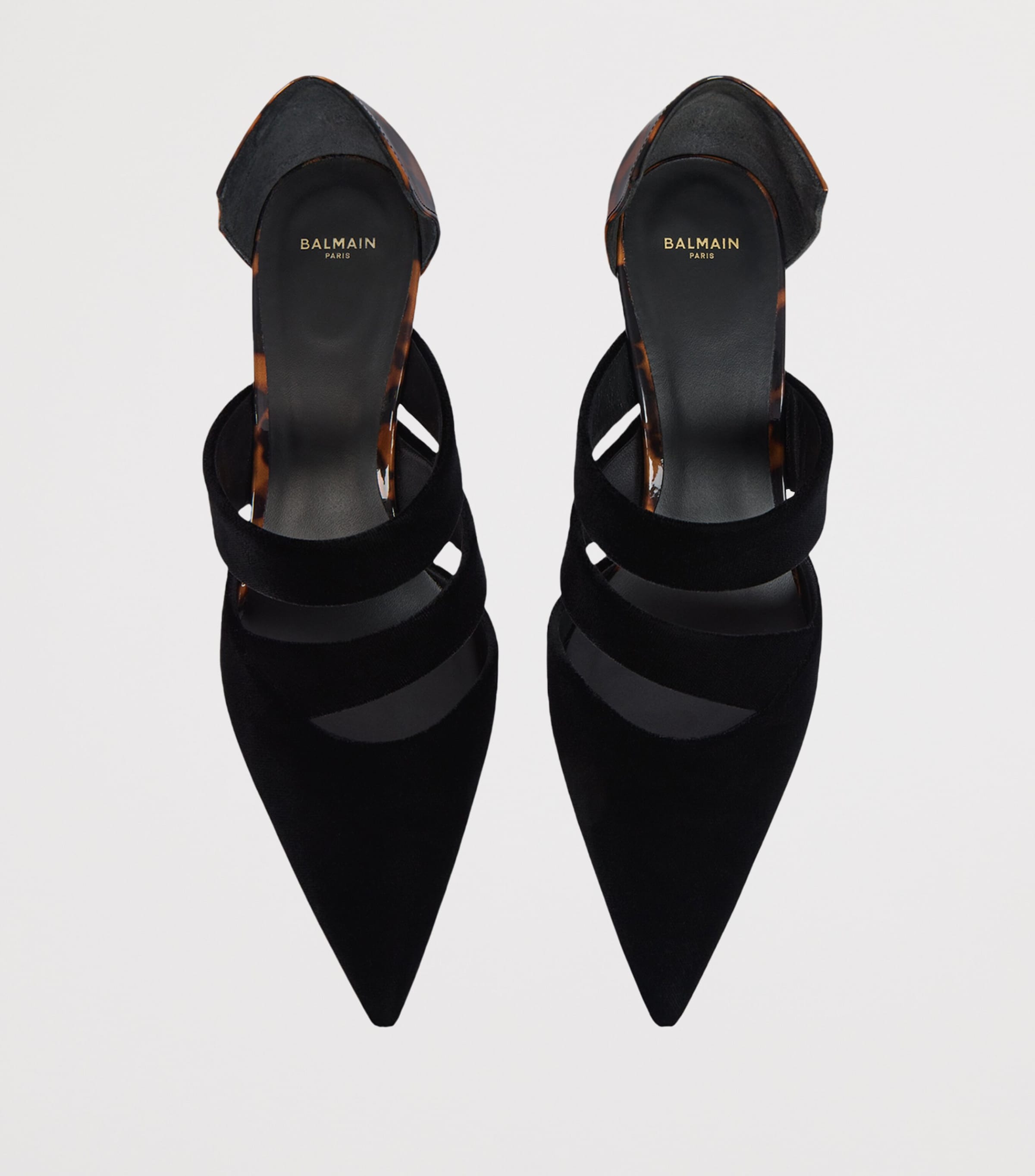 Balmain Leather and Velvet Pumps Eks Noir / Tartaruga Image 4