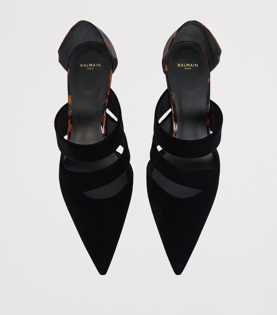 Balmain Leather and Velvet Pumps Eks Noir / Tartaruga Image 4