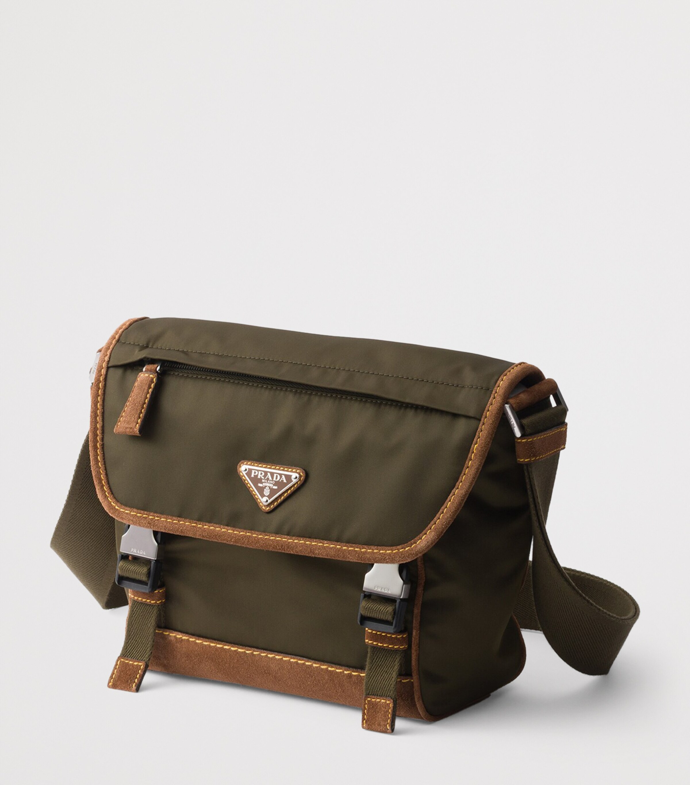 Prada Medium Leather and Re-Nylon Messenger Bag Image 3