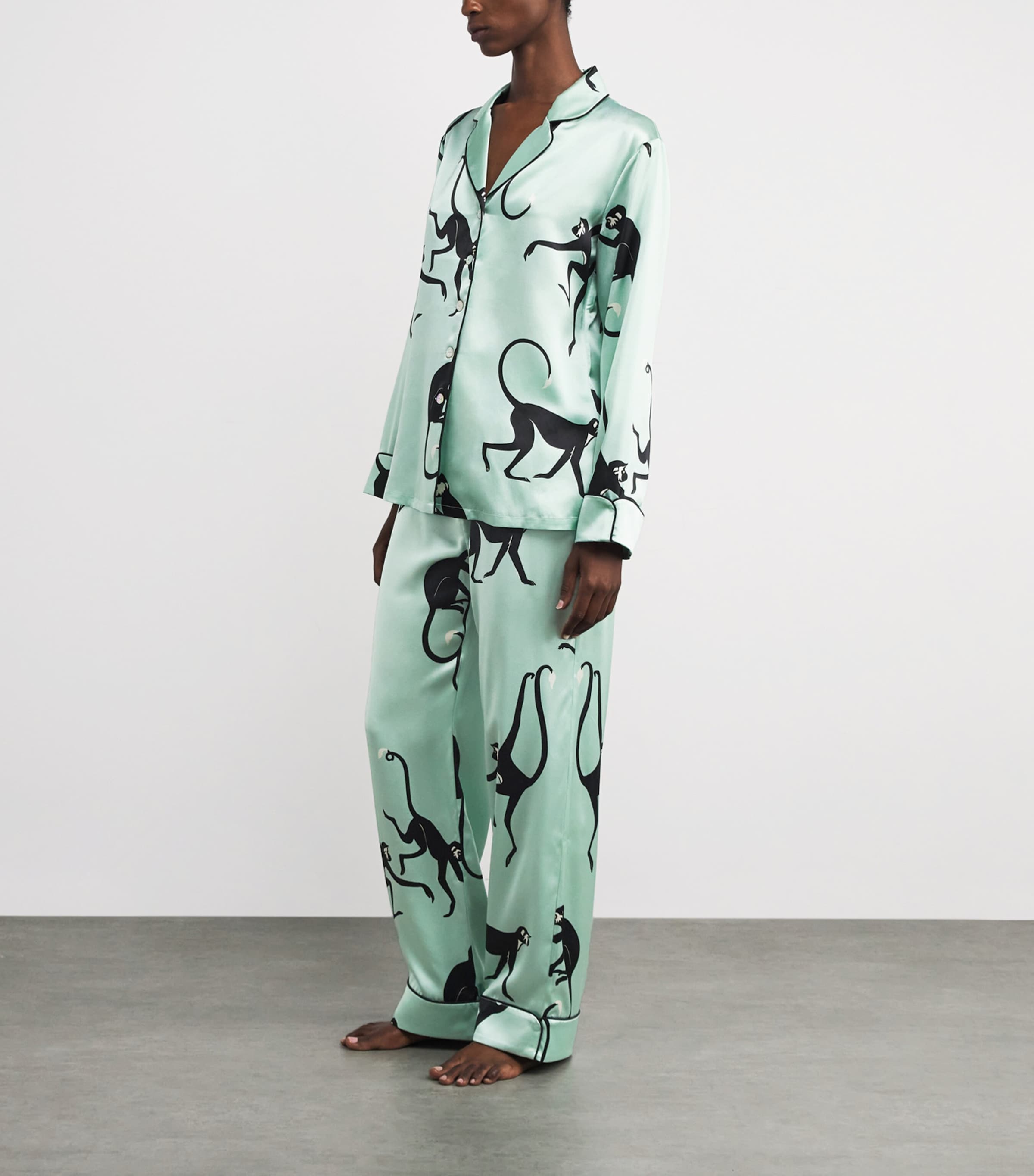 Silk Monkey Print Lila Pyjama Set MONIKA Image 2