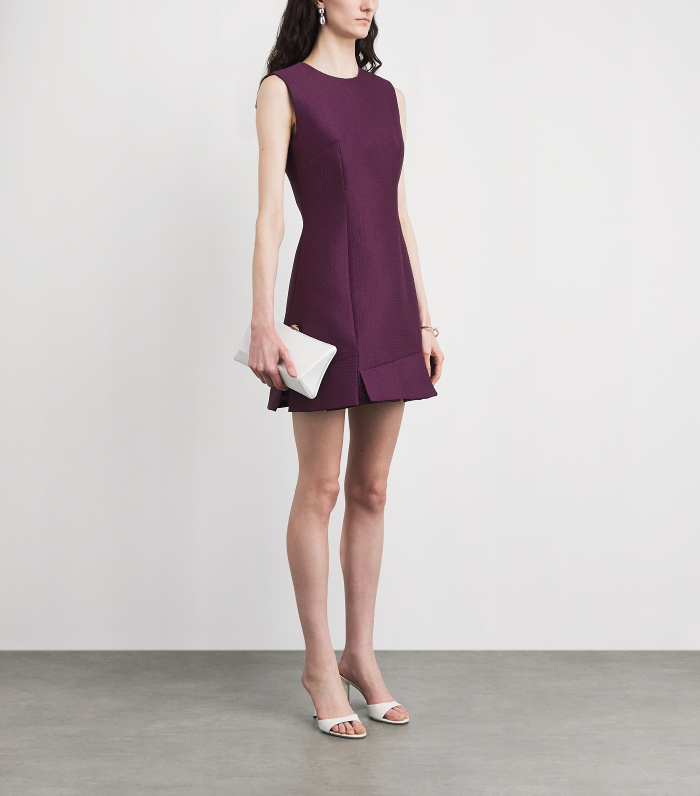 Emilia Wickstead Womens Pleated Petronella Mini Dress Plum Image 2