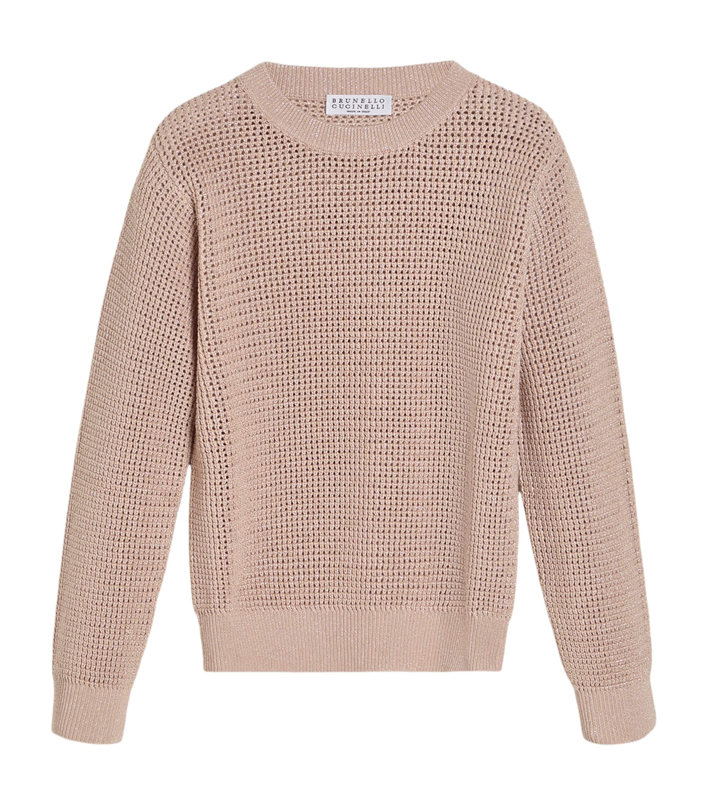 Brunello Cucinelli Kids Womens Cotton-Blend Open-Knit Sweater (4-6 Years) Image 1