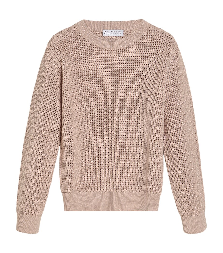 Brunello Cucinelli Kids Womens Cotton-Blend Open-Knit Sweater (4-6 Years) Image 1