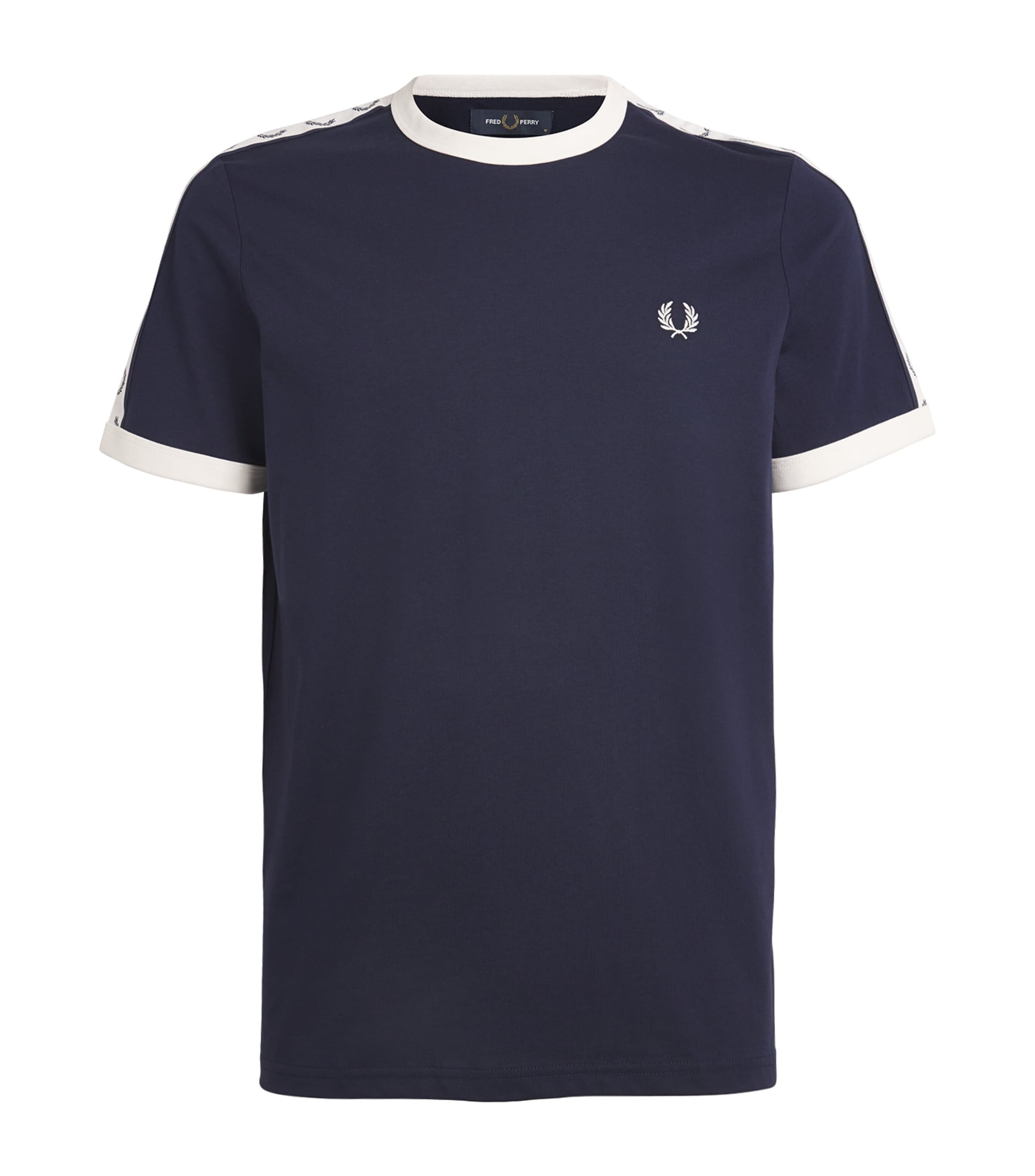 Shop Fred Perry Logo-tape T-shirt In Navy