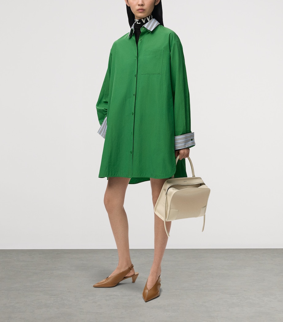 LOEWE Womens Layered Mini Shirt Dress Green Image 2