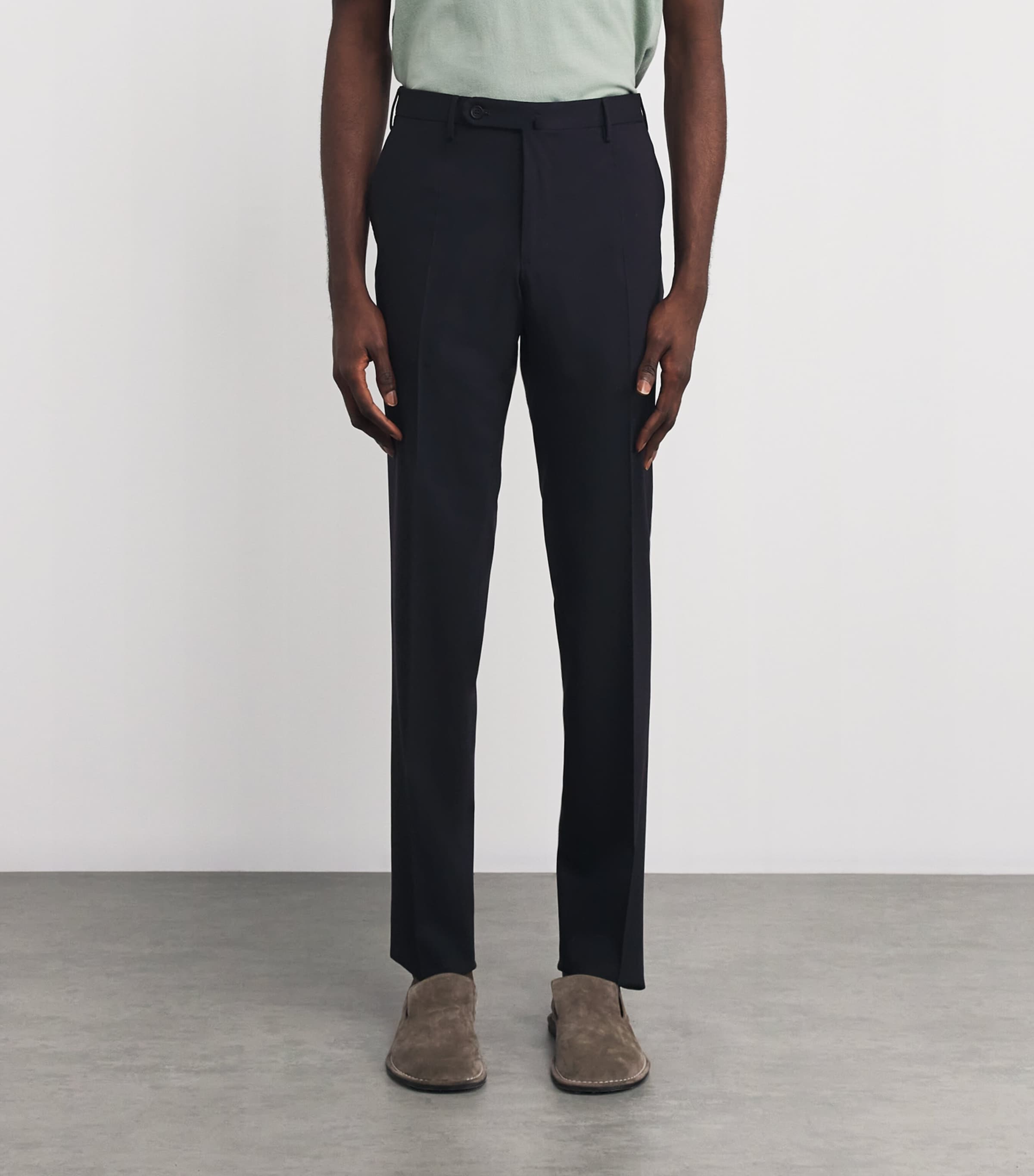 slowear Mens Stretch-Wool Tailored Trousers Blue Scuro Image 3