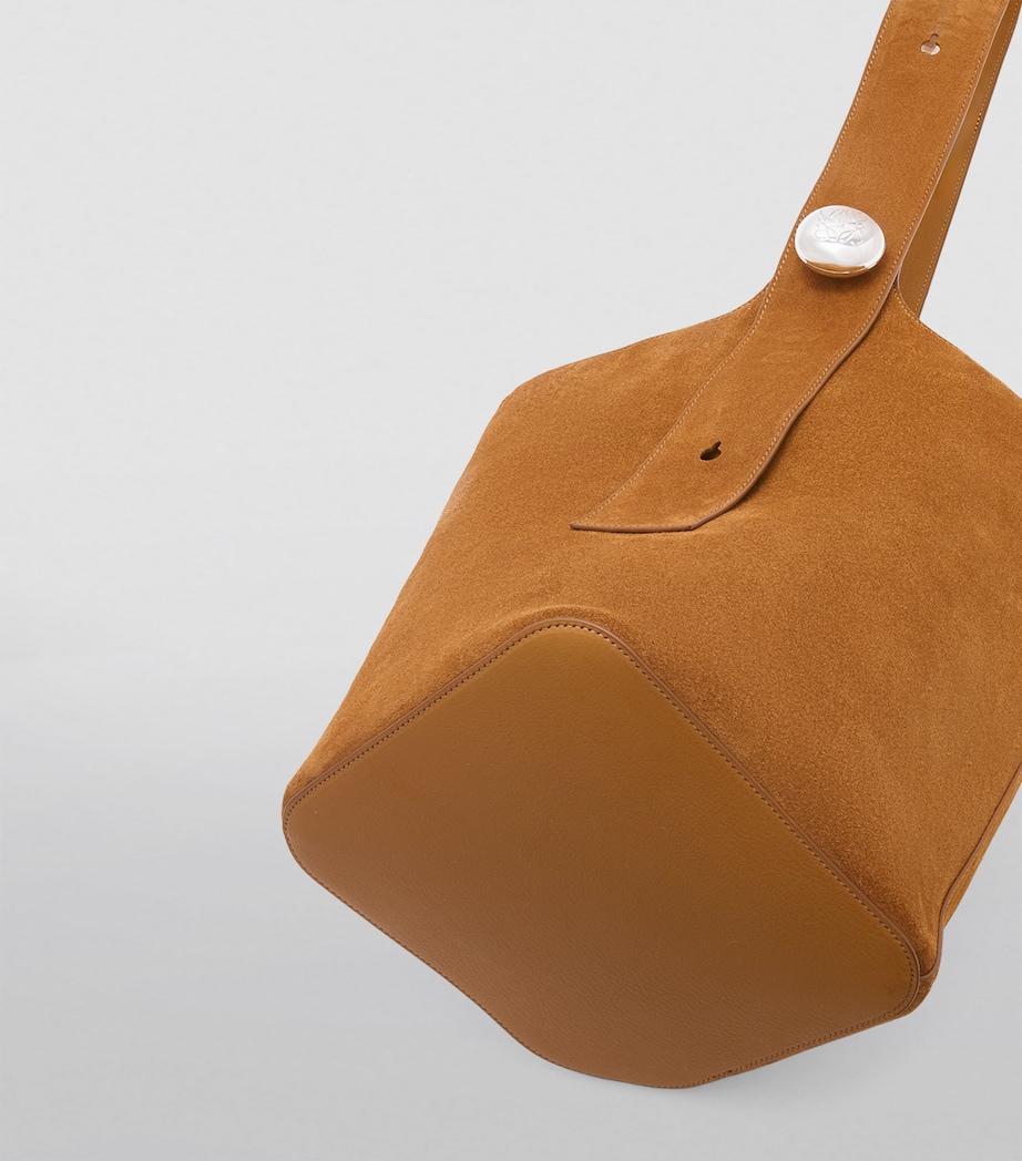 Large Suede Pebble Bucket Bag TOBACCO Image 6