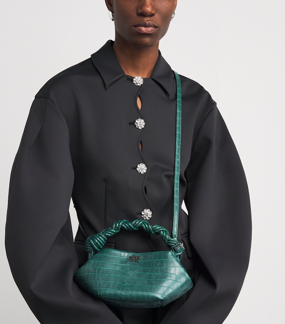 Mini Croc-Embossed Bou Top-Handle Bag 774 PINENEEDLE Image 2