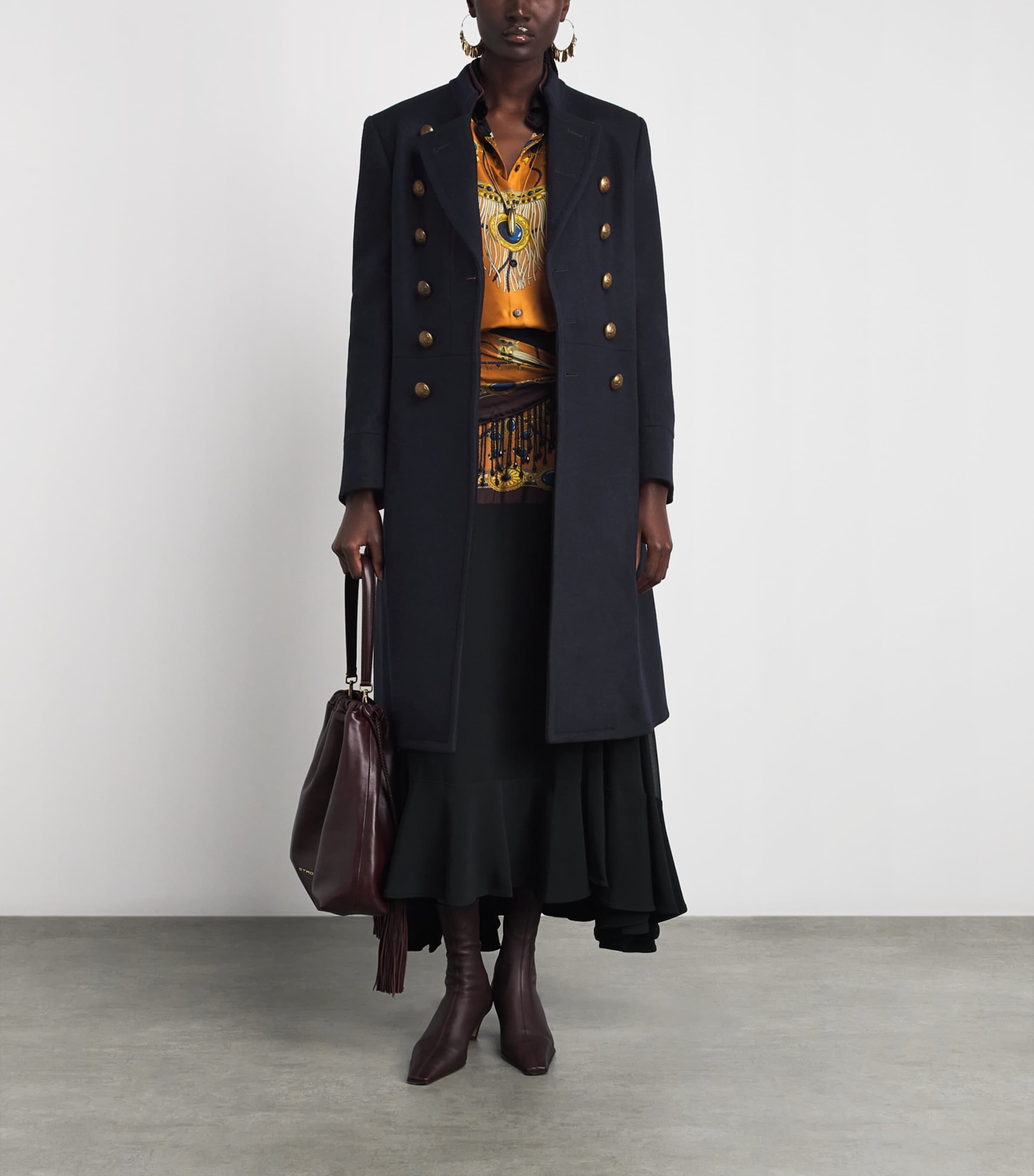 Etro Womens Wool-Blend Pea Coat Dark Blue Image 2