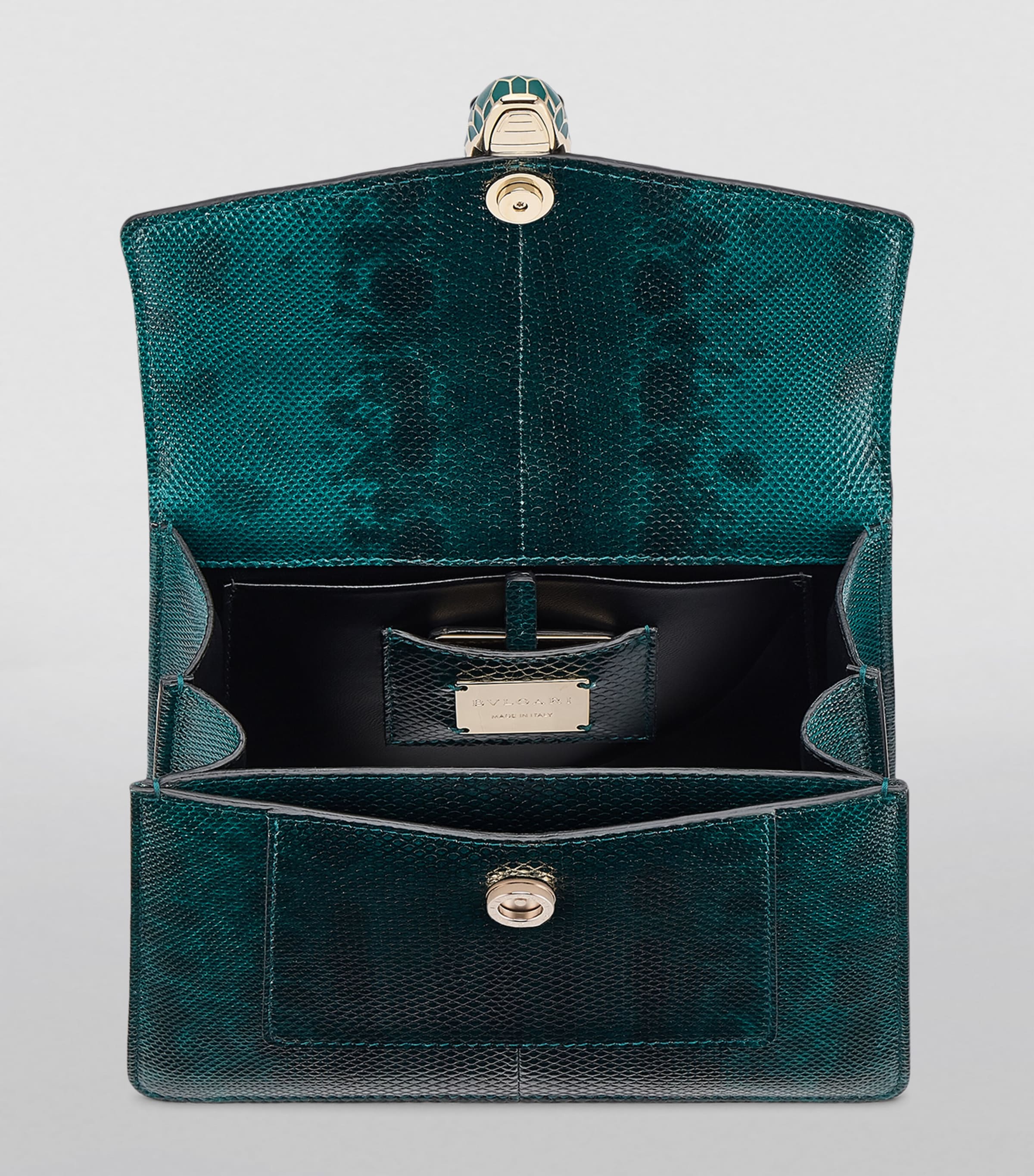 Karung Leather Serpenti Forever Top-Handle Bag GREEN DARK Image 4