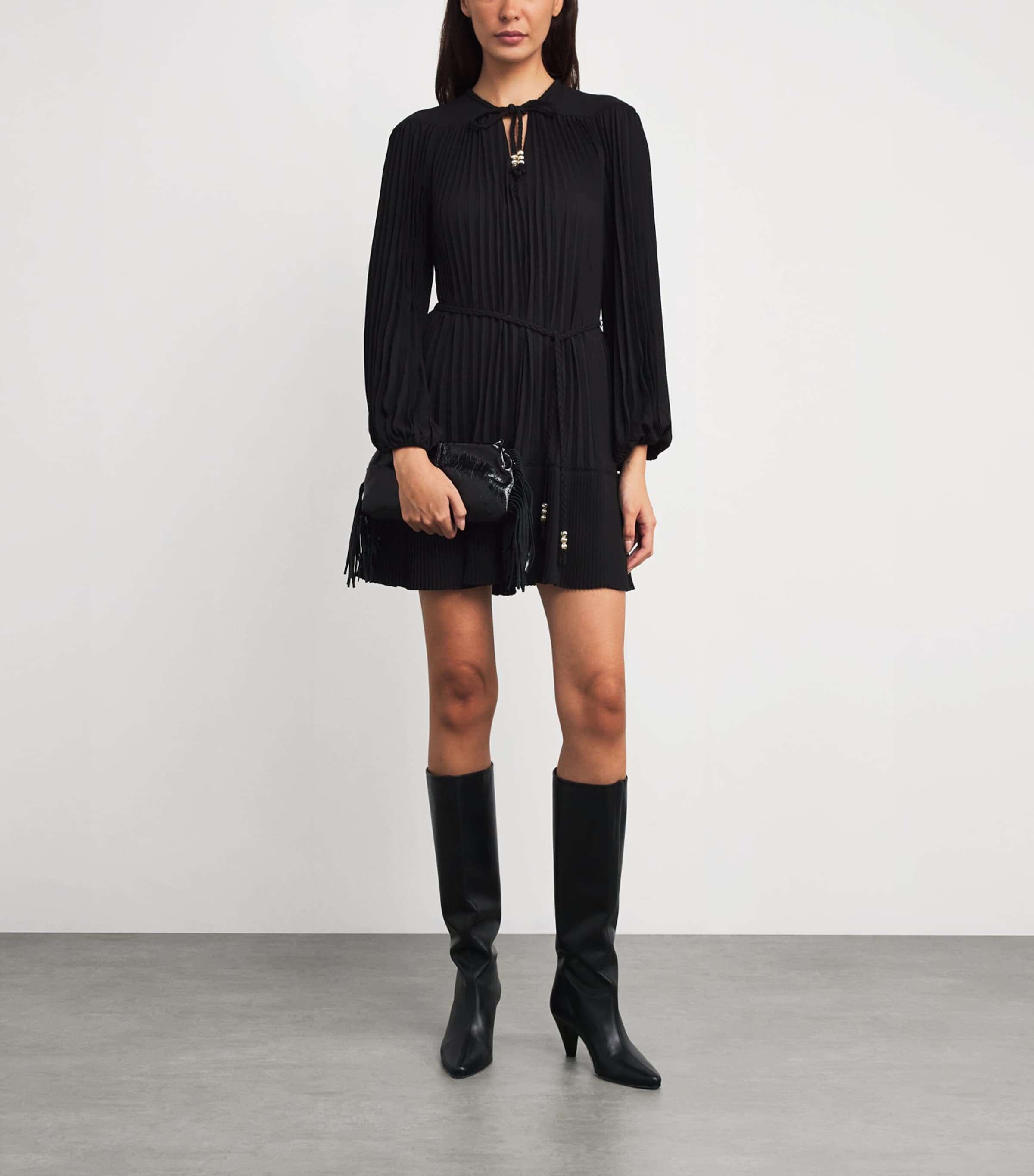 Bead-Detail Mini Dress BLACK Image 2