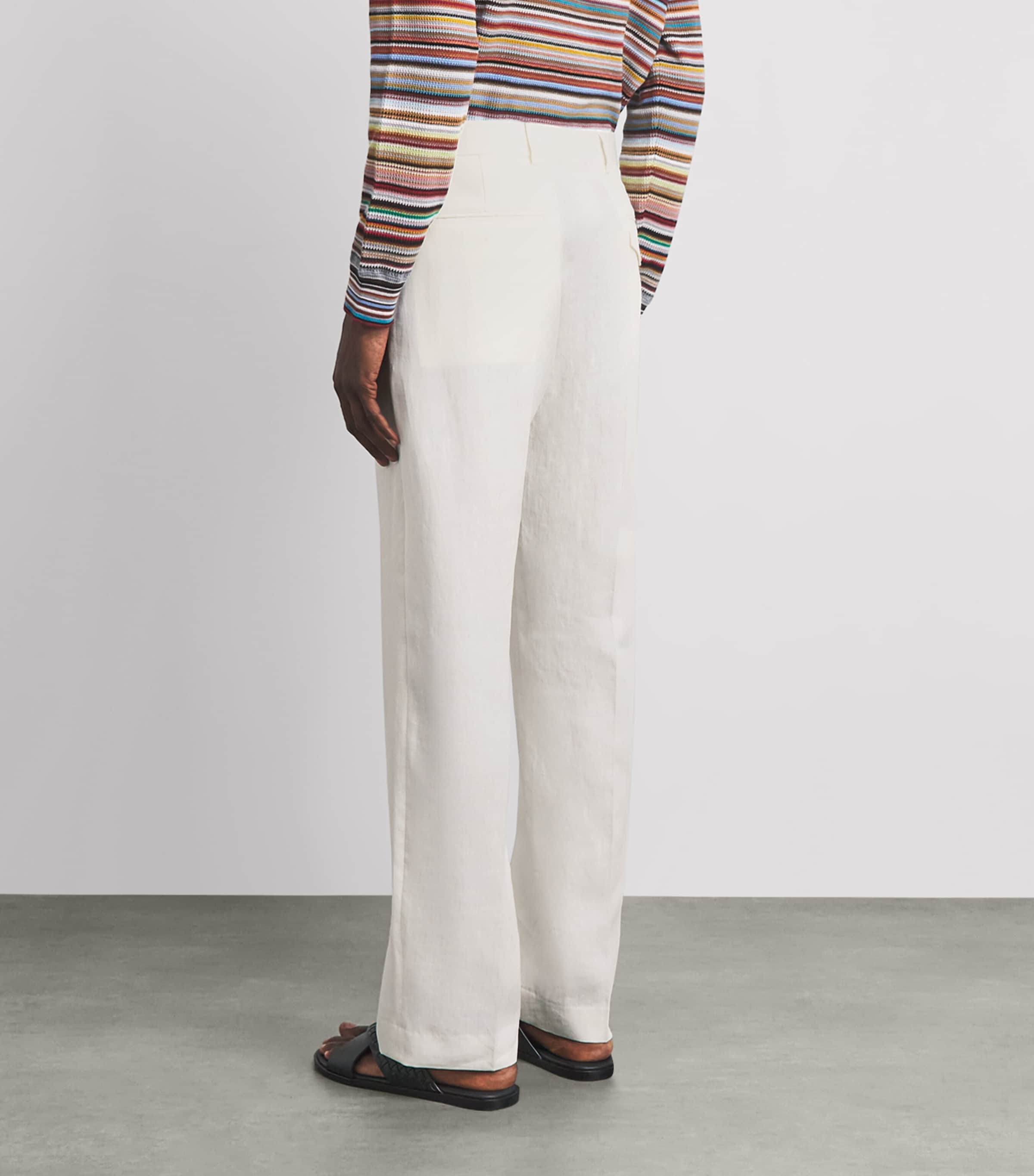 Paul Smith Mens Linen Straight Trousers White Image 5