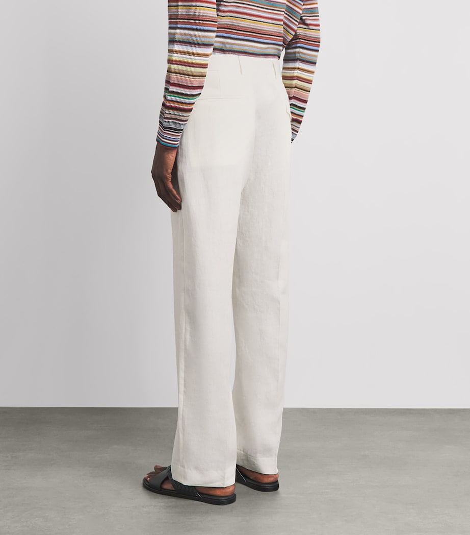 Paul Smith Mens Linen Straight Trousers White Image 5