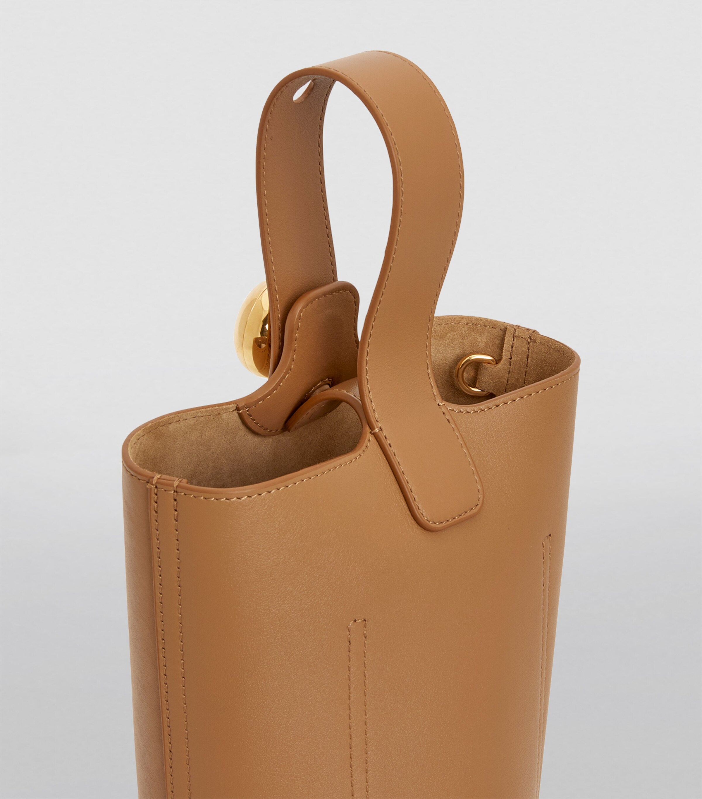 Mini Leather Pebble Bucket Bag OAK Image 7