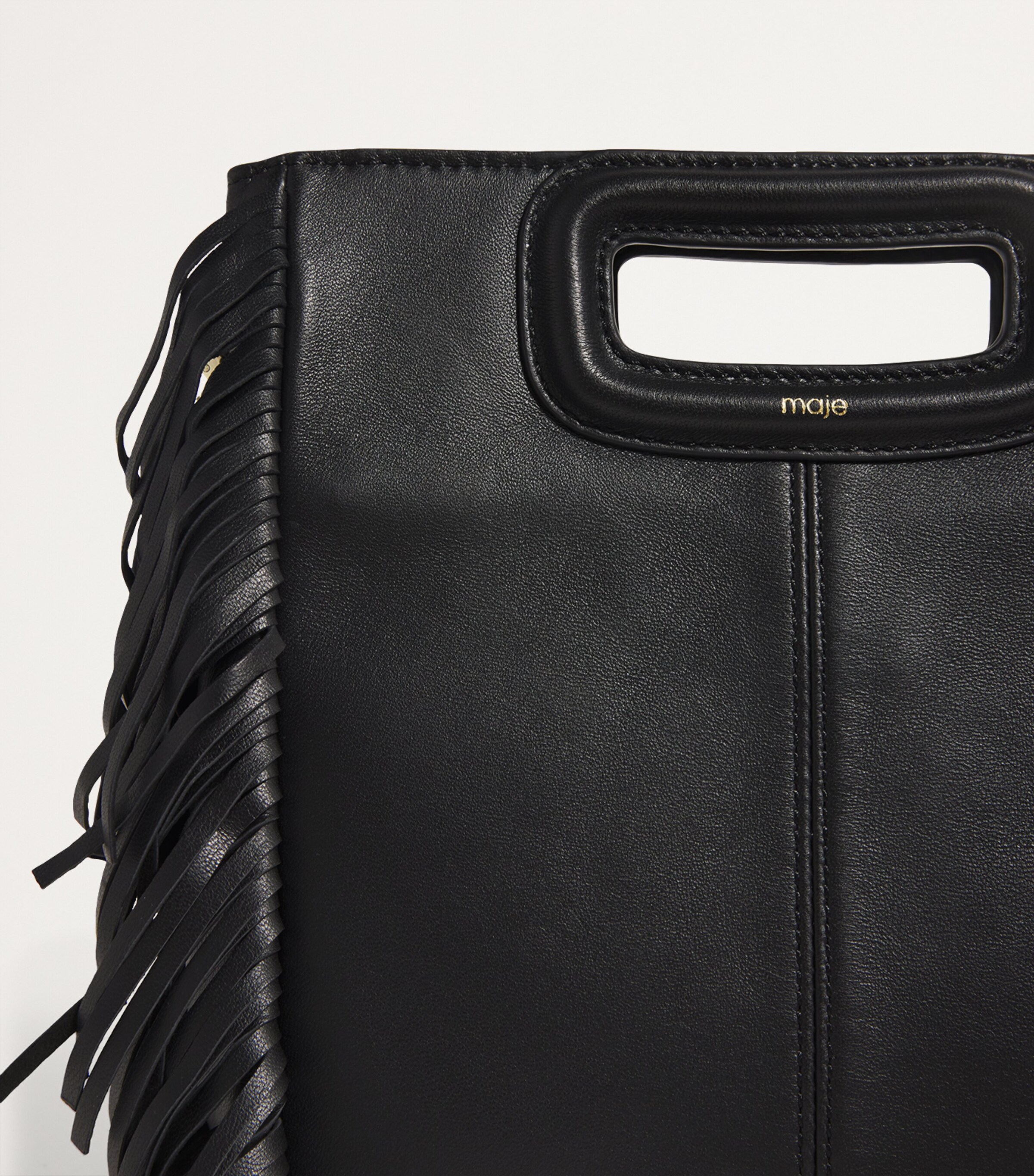 Maje Leather M Top-Handle Bag Black Image 6