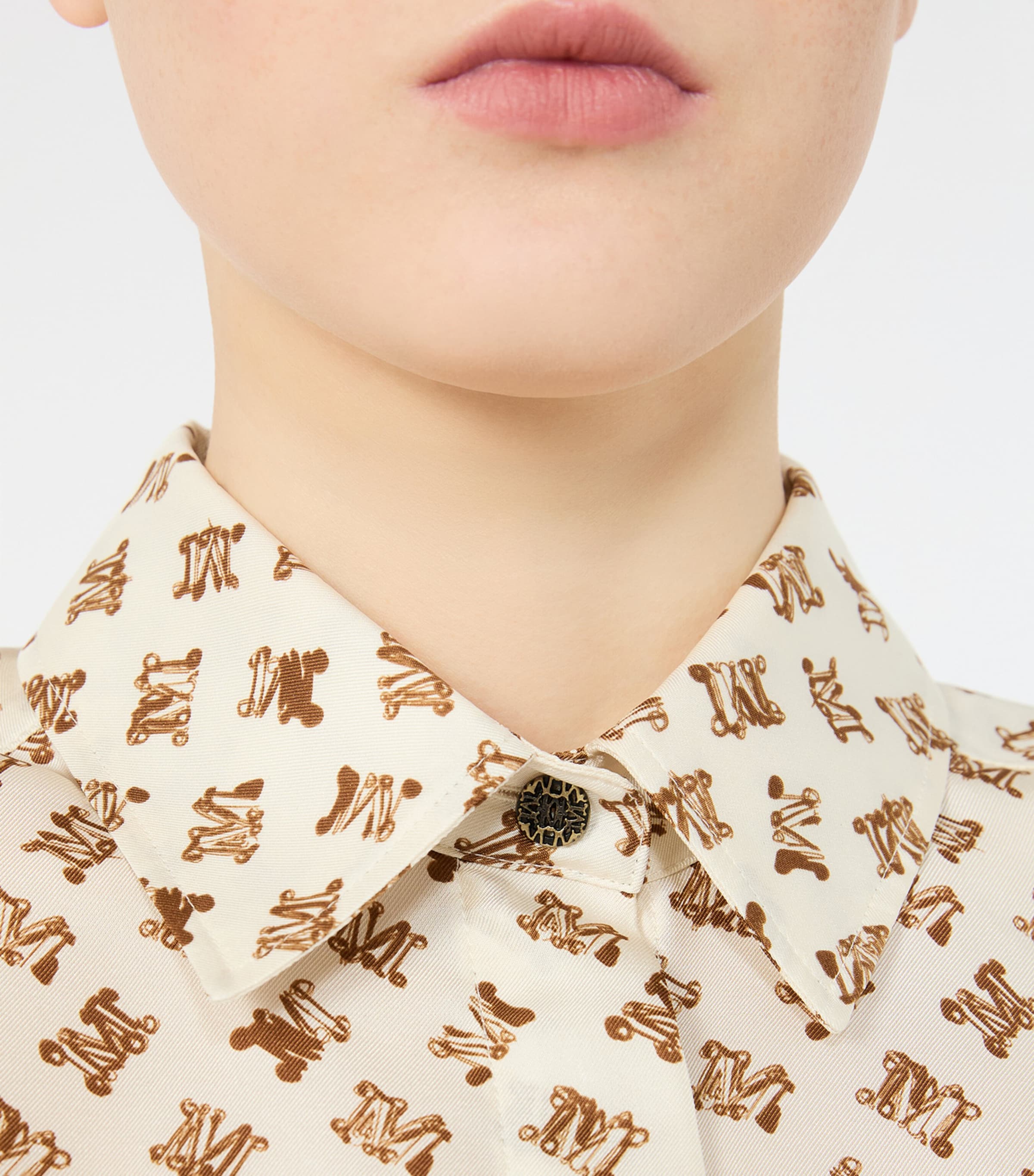 Max Mara Womens Silk Logo-Print Shirt White Image 5