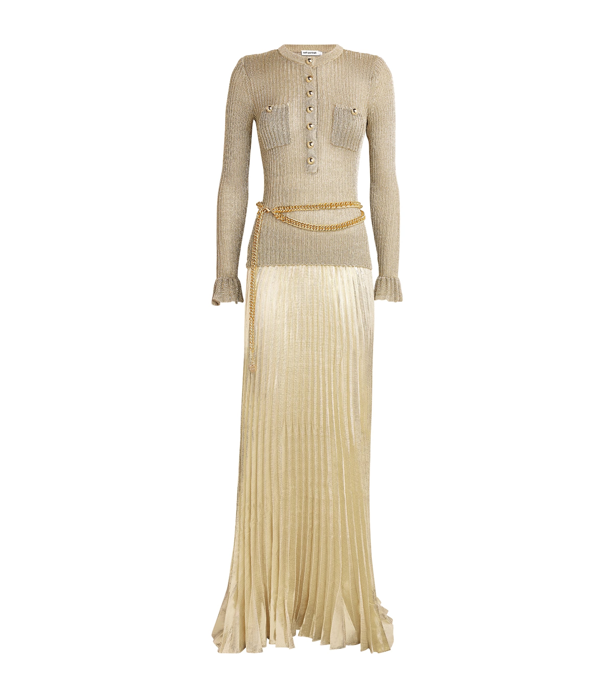 Lurex Ribbed Maxi Dress GOLD Image 1