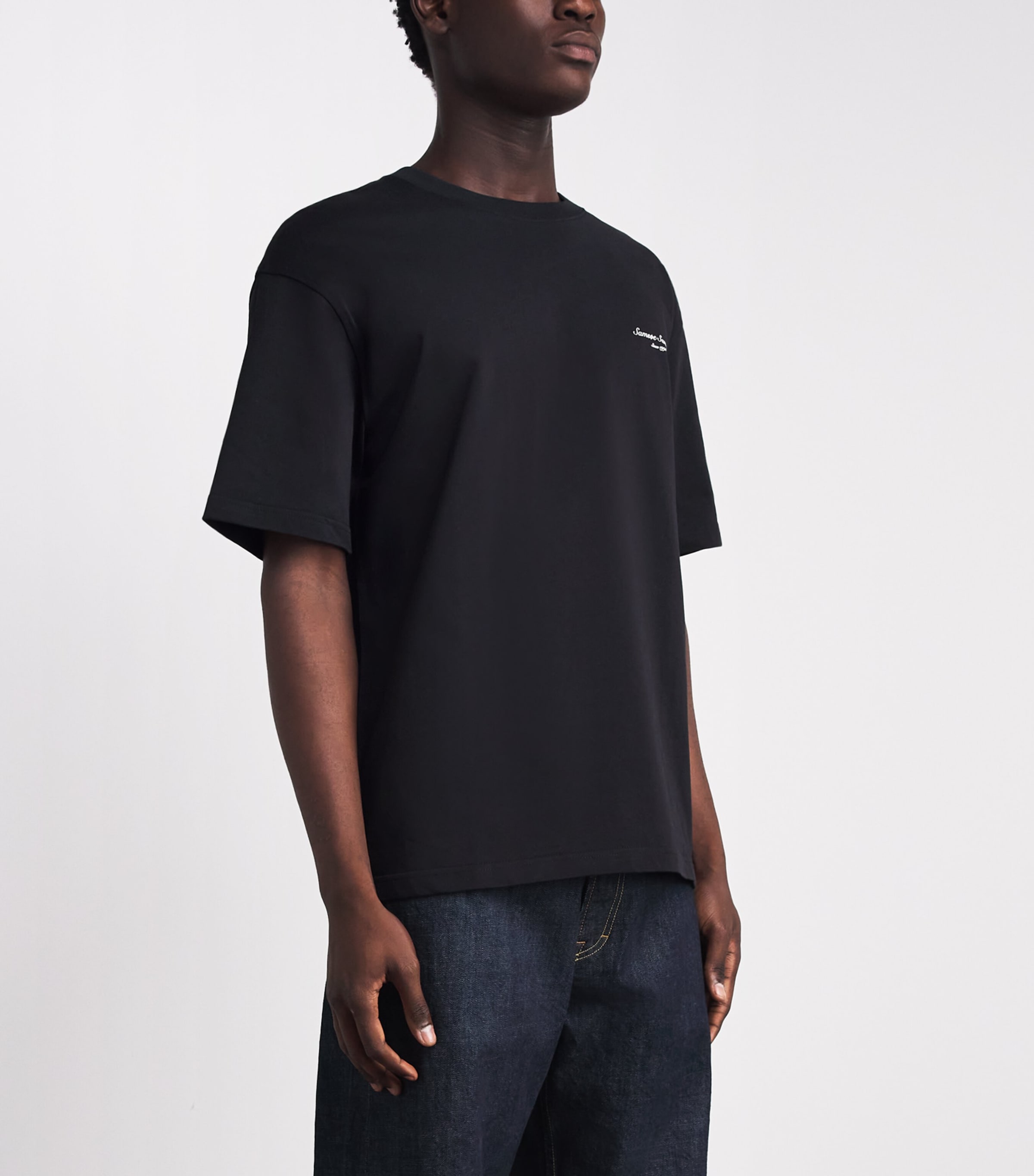 Samsøe Samsøe Mens Organic Cotton Sauni T-Shirt Black Building Image 4