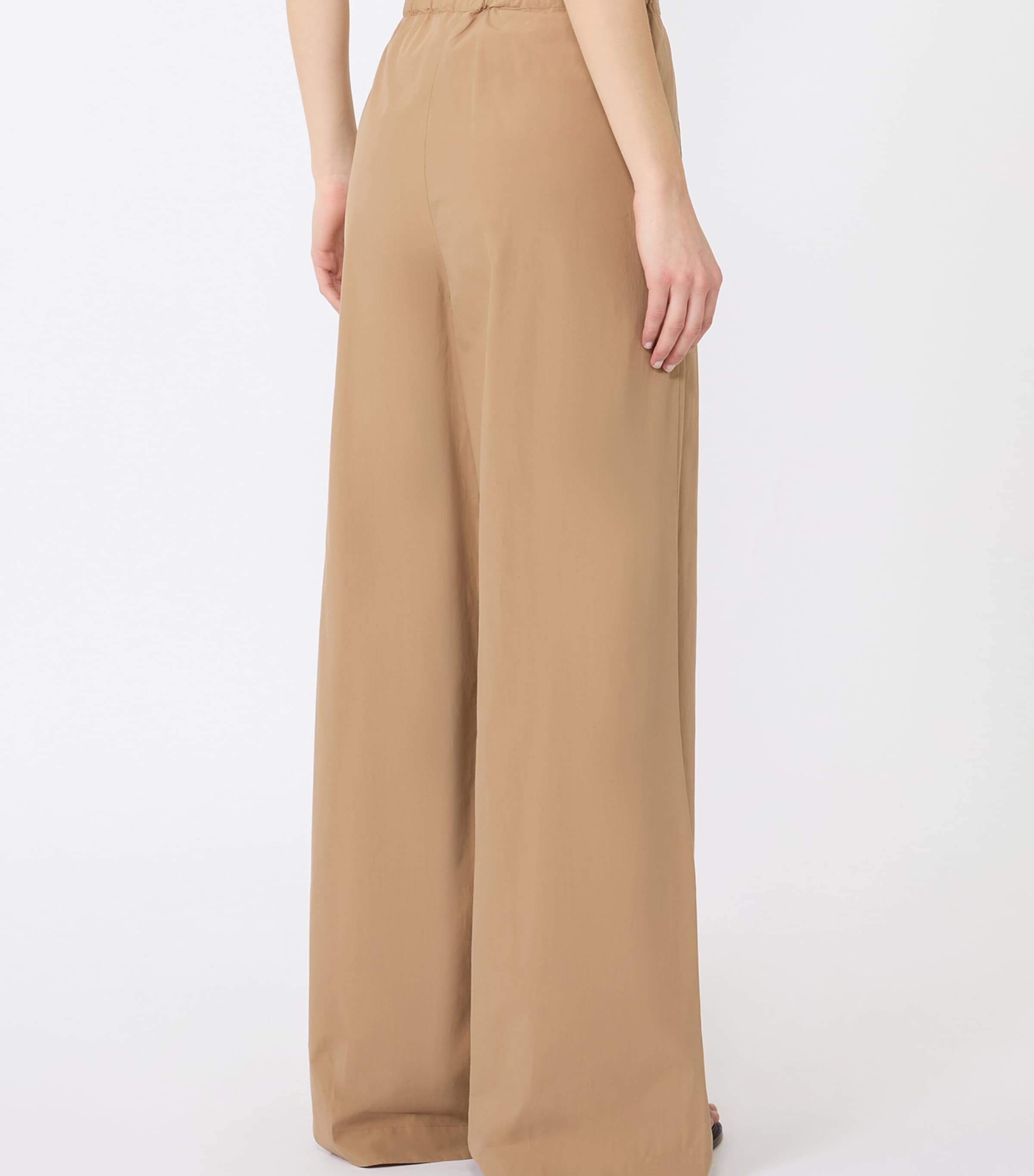 Weekend Max Mara Womens Cotton Wide-Leg Trousers Tobacco Image 3