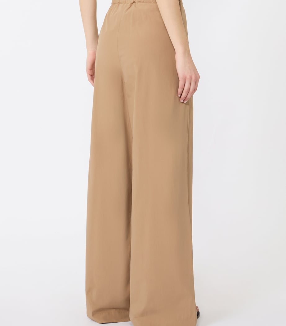 Weekend Max Mara Womens Cotton Wide-Leg Trousers Tobacco Image 3