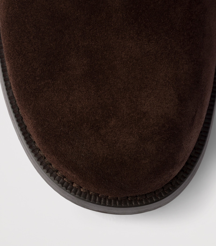 Prada Womens Suede Biker Boots Brown Image 5