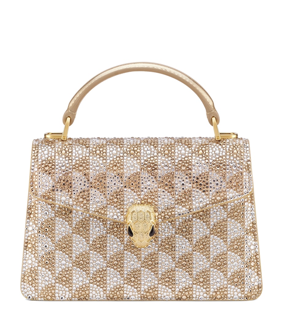 Mini Leather Serpenti Forever Top-Handle Bag SILVER Image 1