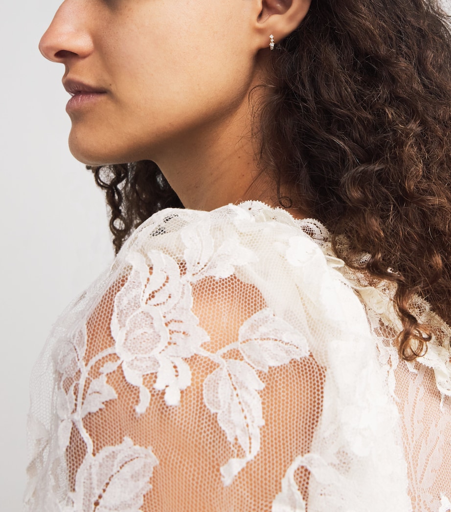 Yellow Gold and Diamond Princess Huggie Earrings 18K YG/WD Image 2