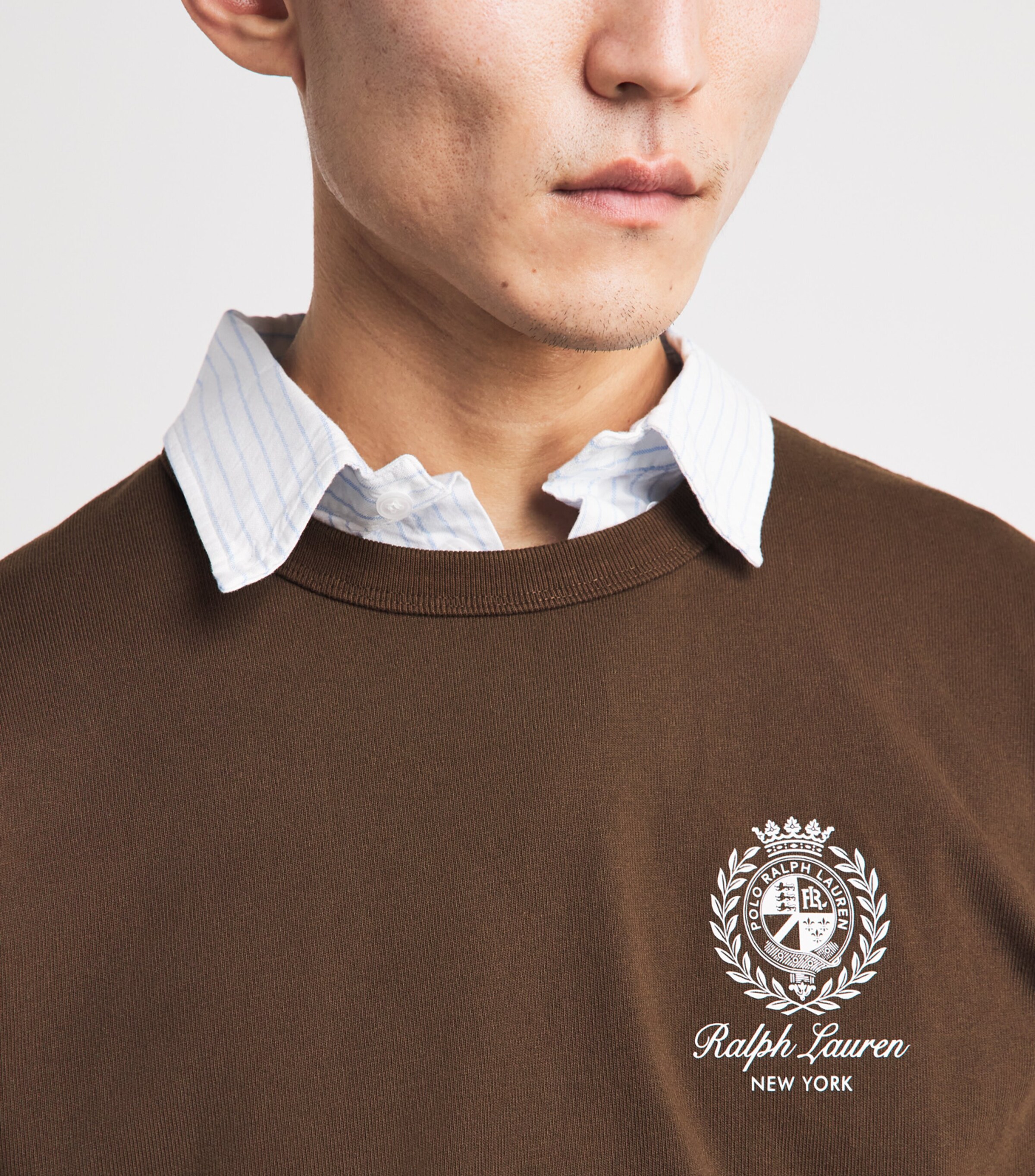 Polo Ralph Lauren Mens Cotton Logo Crest T-Shirt Branch Brown Image 3