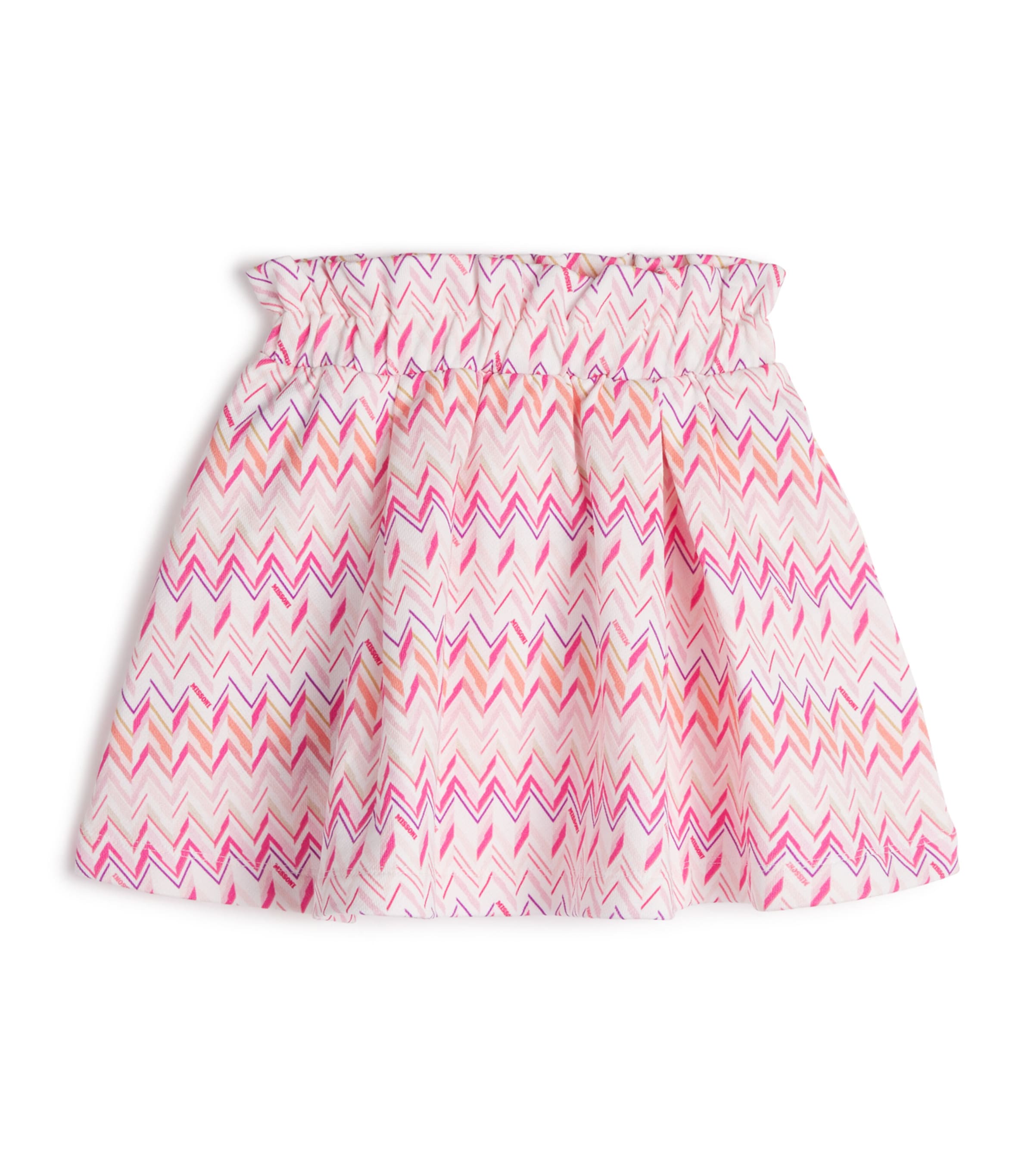 Zigzag Print Skirt (4-14 Years) 100FUWHITE/FUCHSIA Image 1