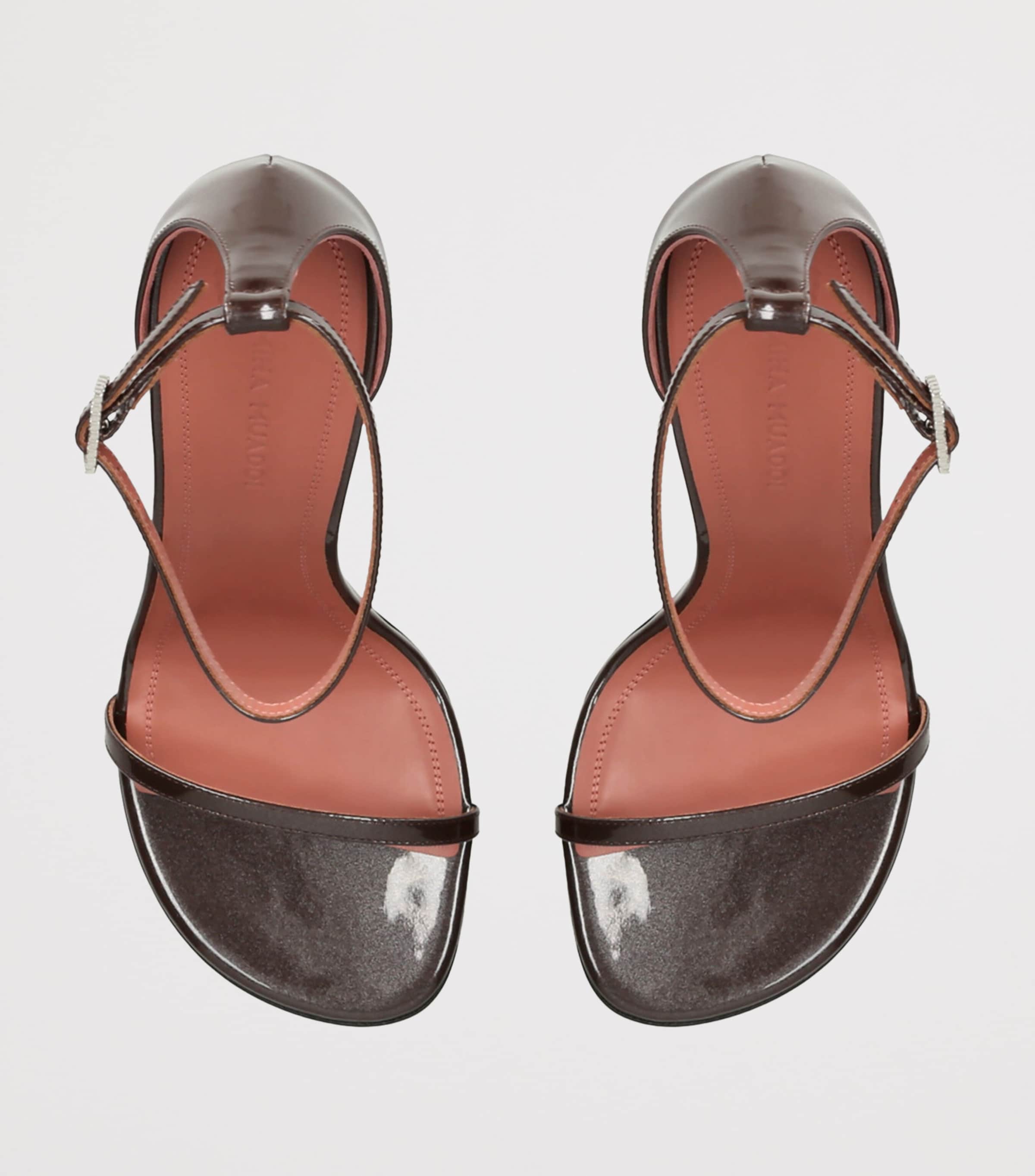 Patent Leather Barbara Heeled Sandals 105 BROWN Image 4